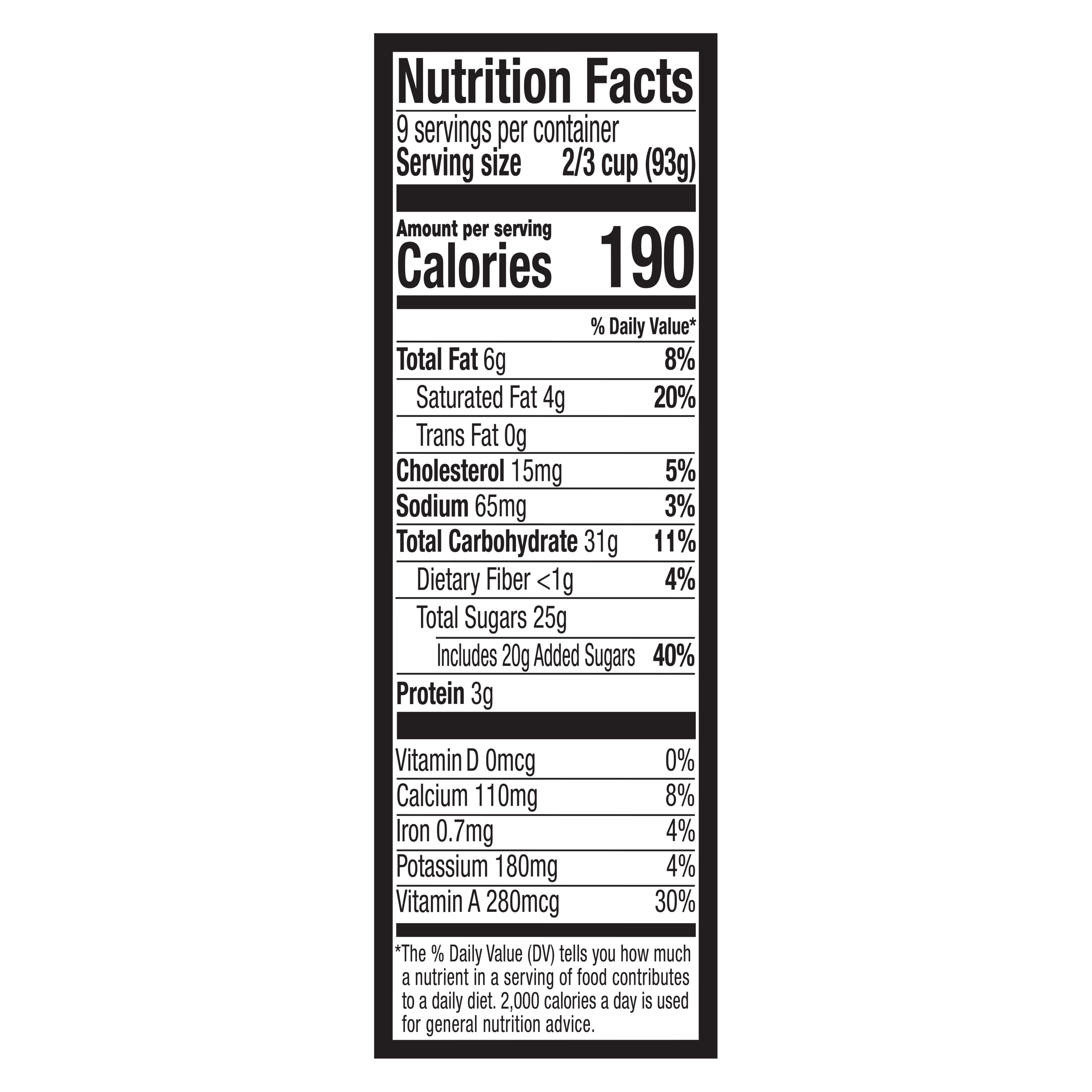 un envase de 48 onzas de Breyers® M&M'S® MINIS Caramel Fudge con tabla de información nutricional