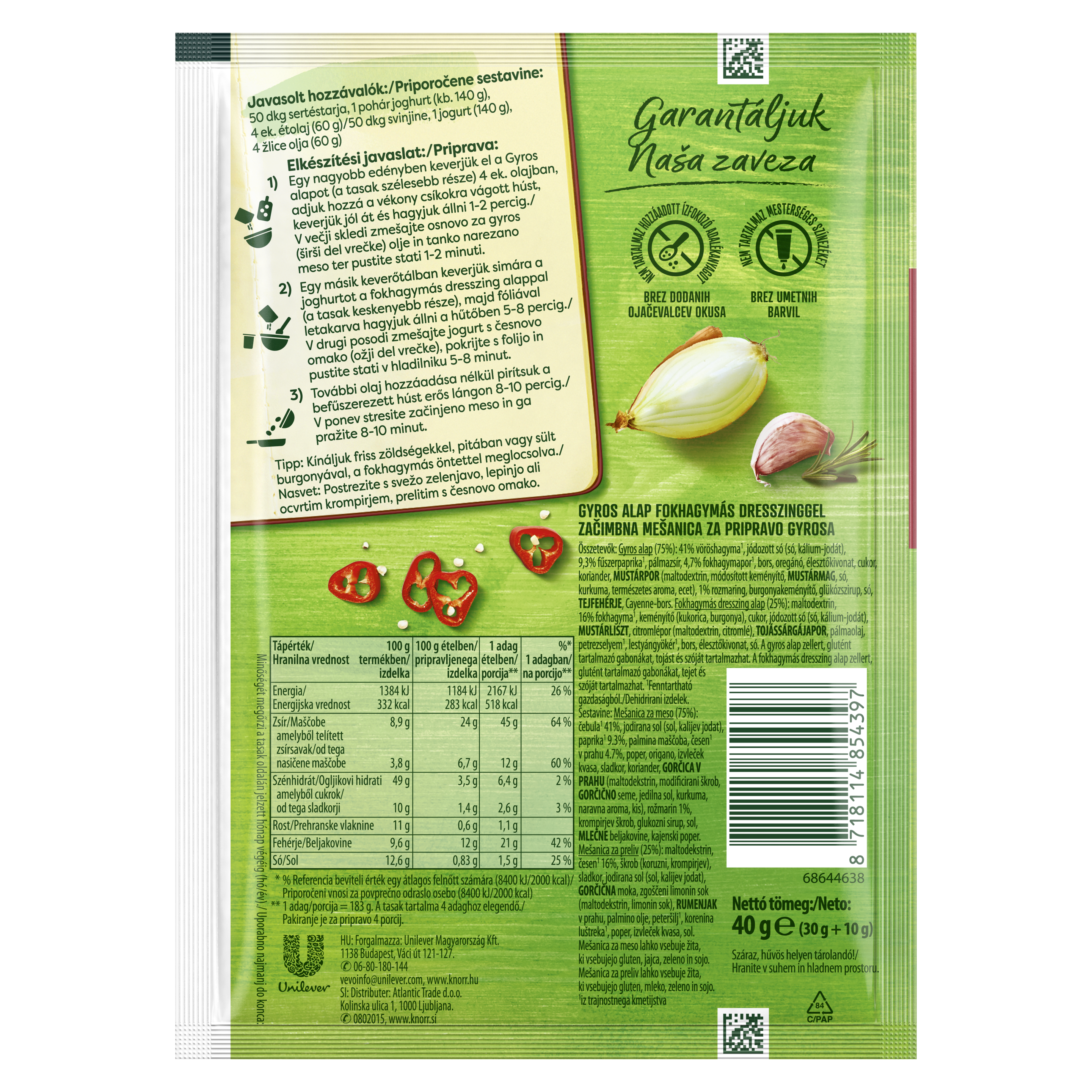 Knorr Gyros alap fokhagymás dresszinggel