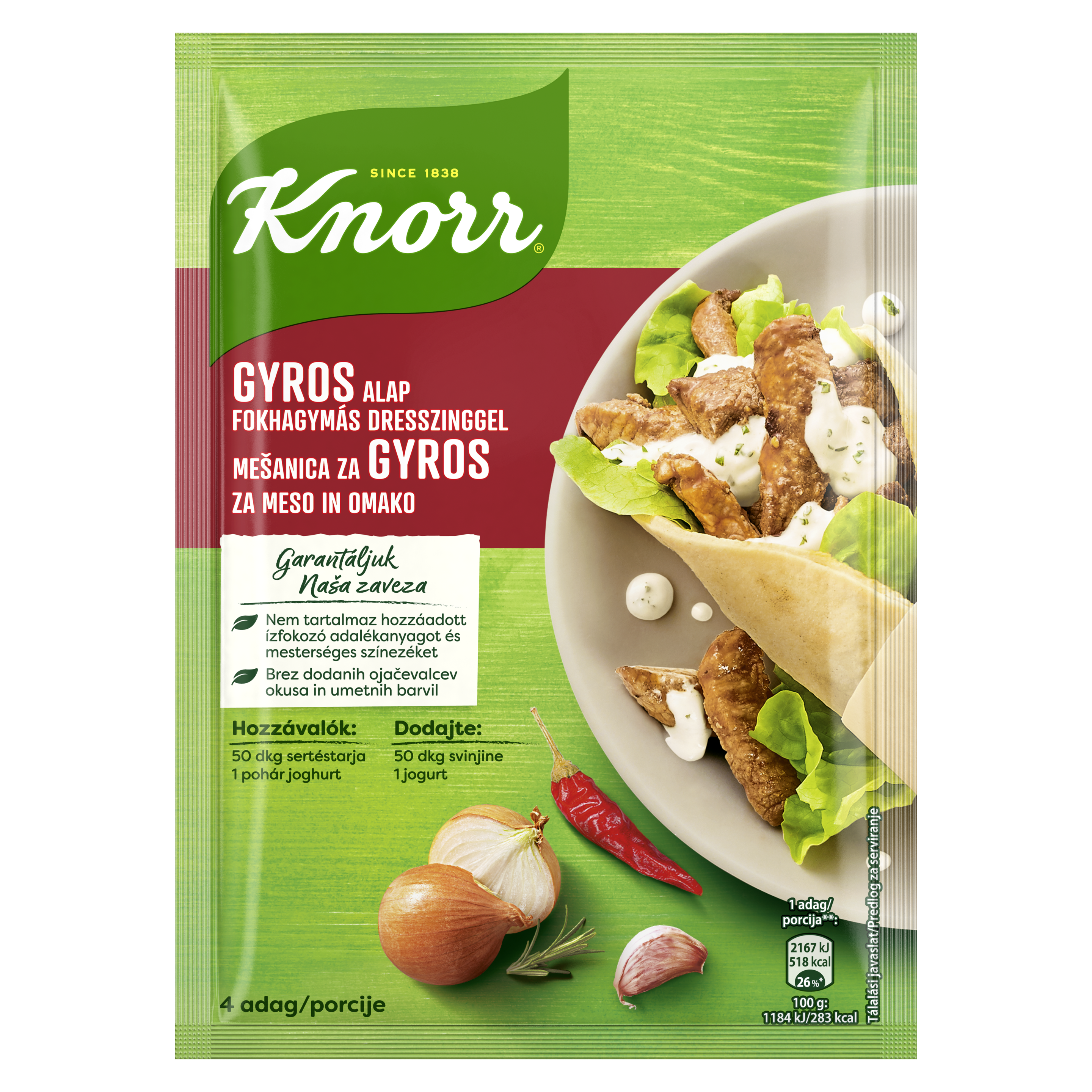 Knorr Gyros alap fokhagymás dresszinggel 40g packshot