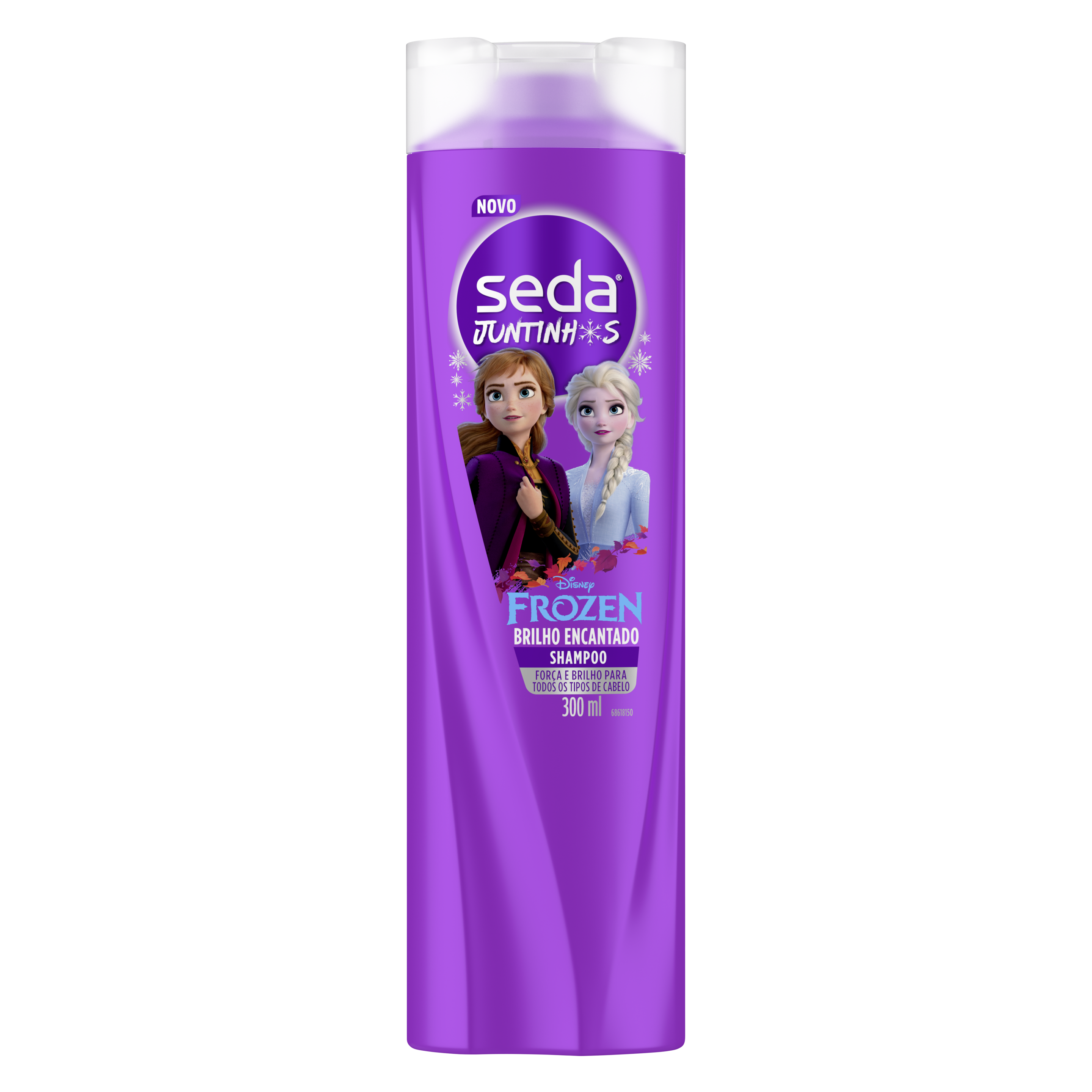 Uma imagem frontal da embalagem de Shampoo Brilho Encantado 300ml. Uma imagem traseira da embalagem de Shampoo Brilho Encantado 300ml