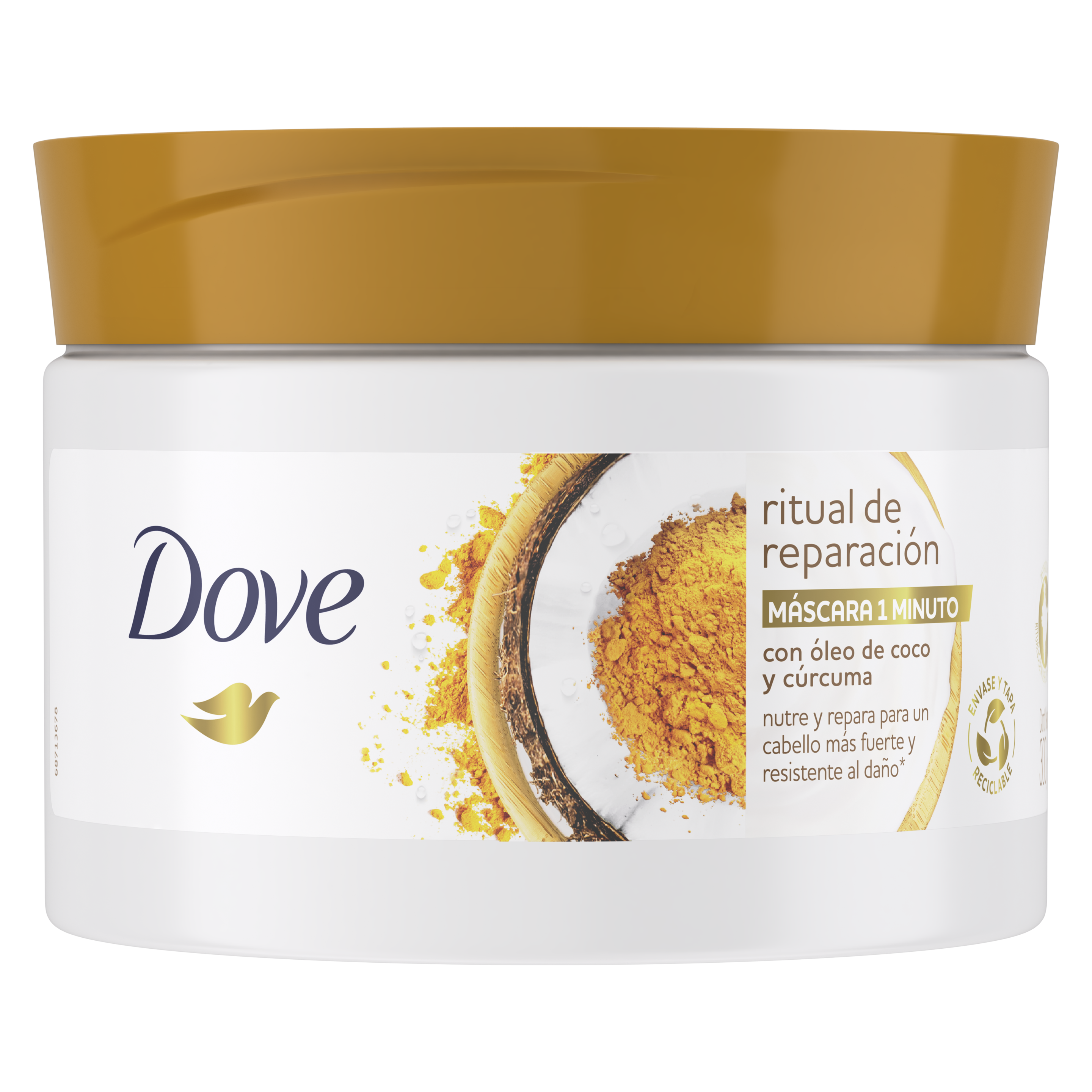 Envase de Dove Mascara 1 Minuto Ritual de Reparación