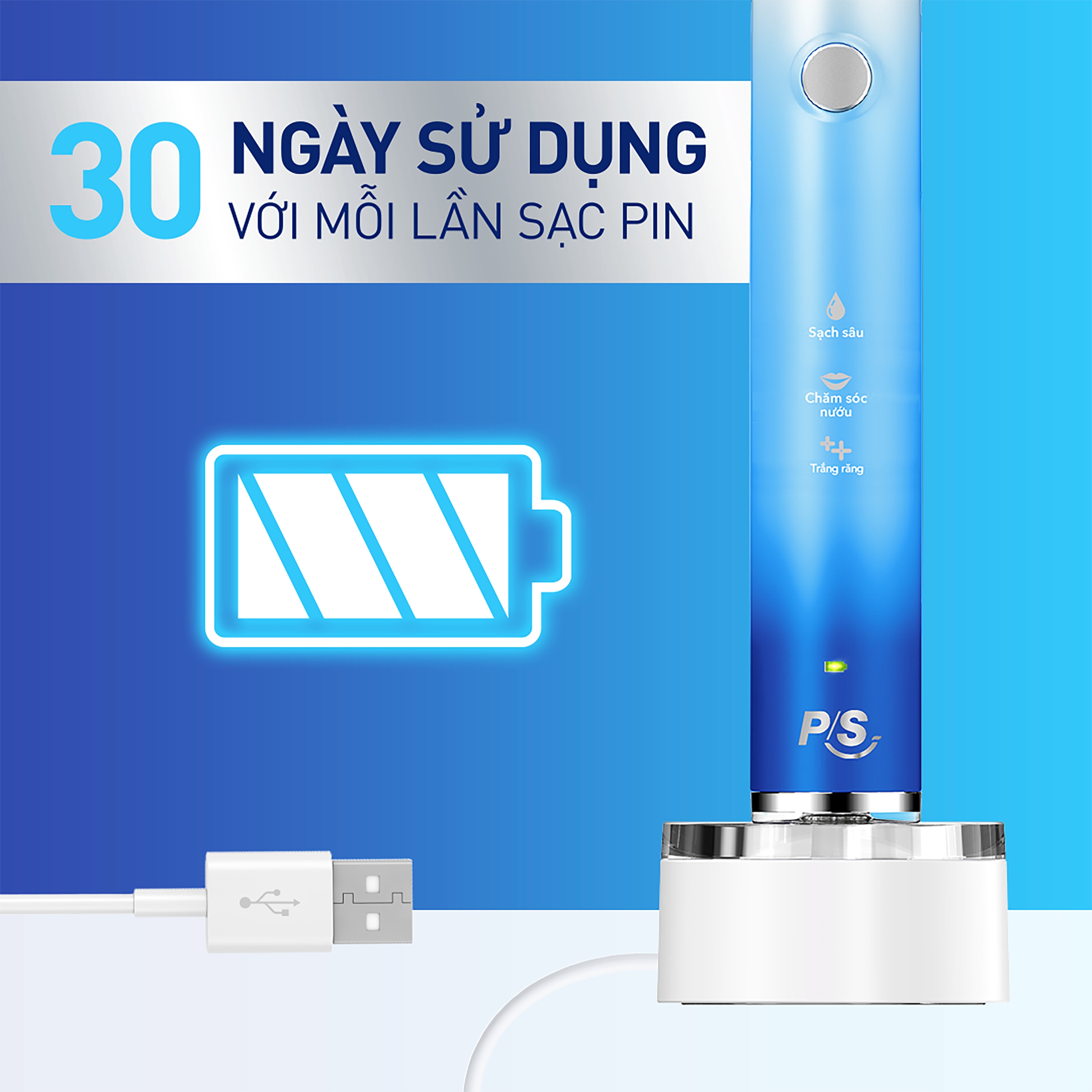 Bàn chải điện P/S S100 PRO EXPERTCARE - Đen Nhám