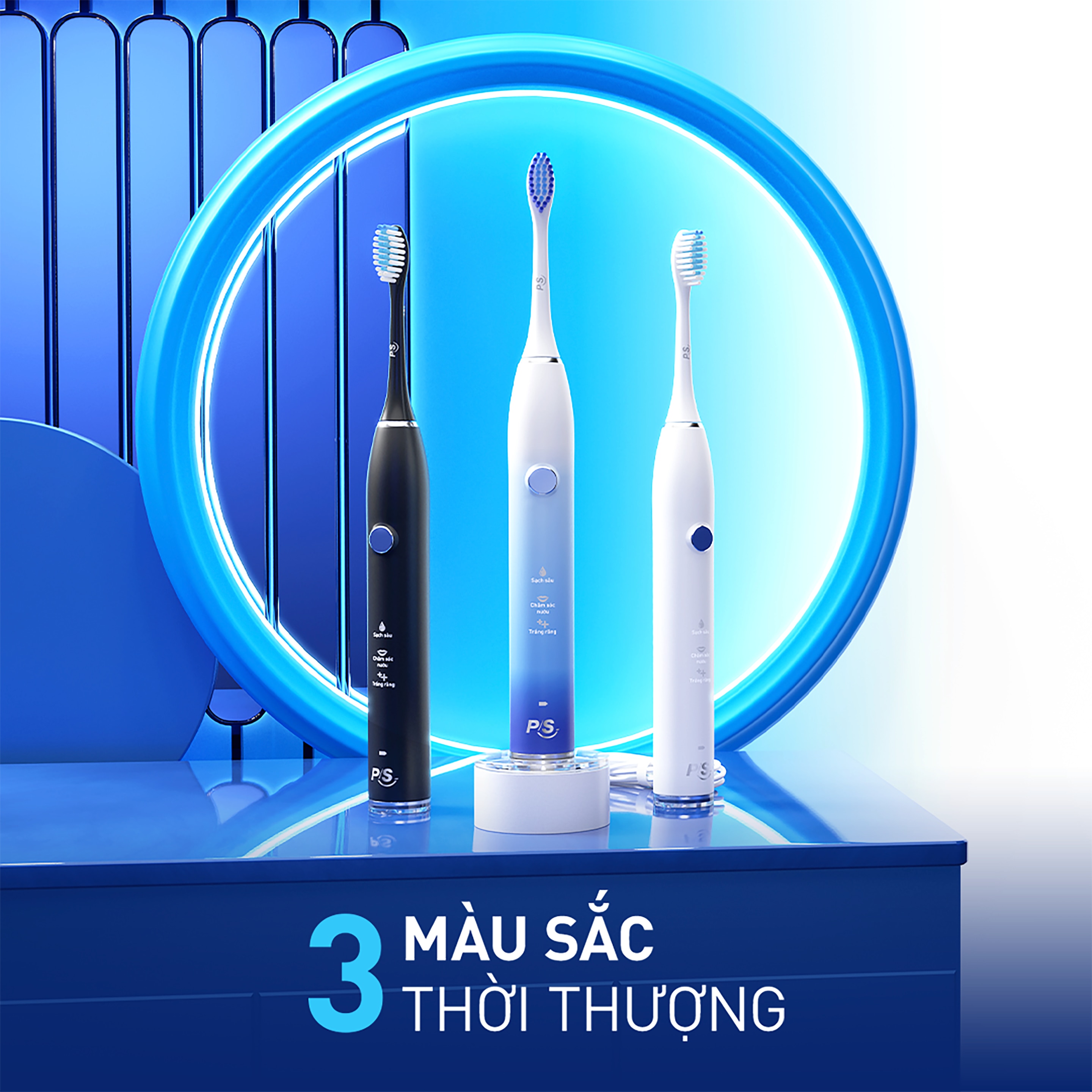 Bàn chải điện P/S S100 PRO EXPERTCARE - Đen Nhám