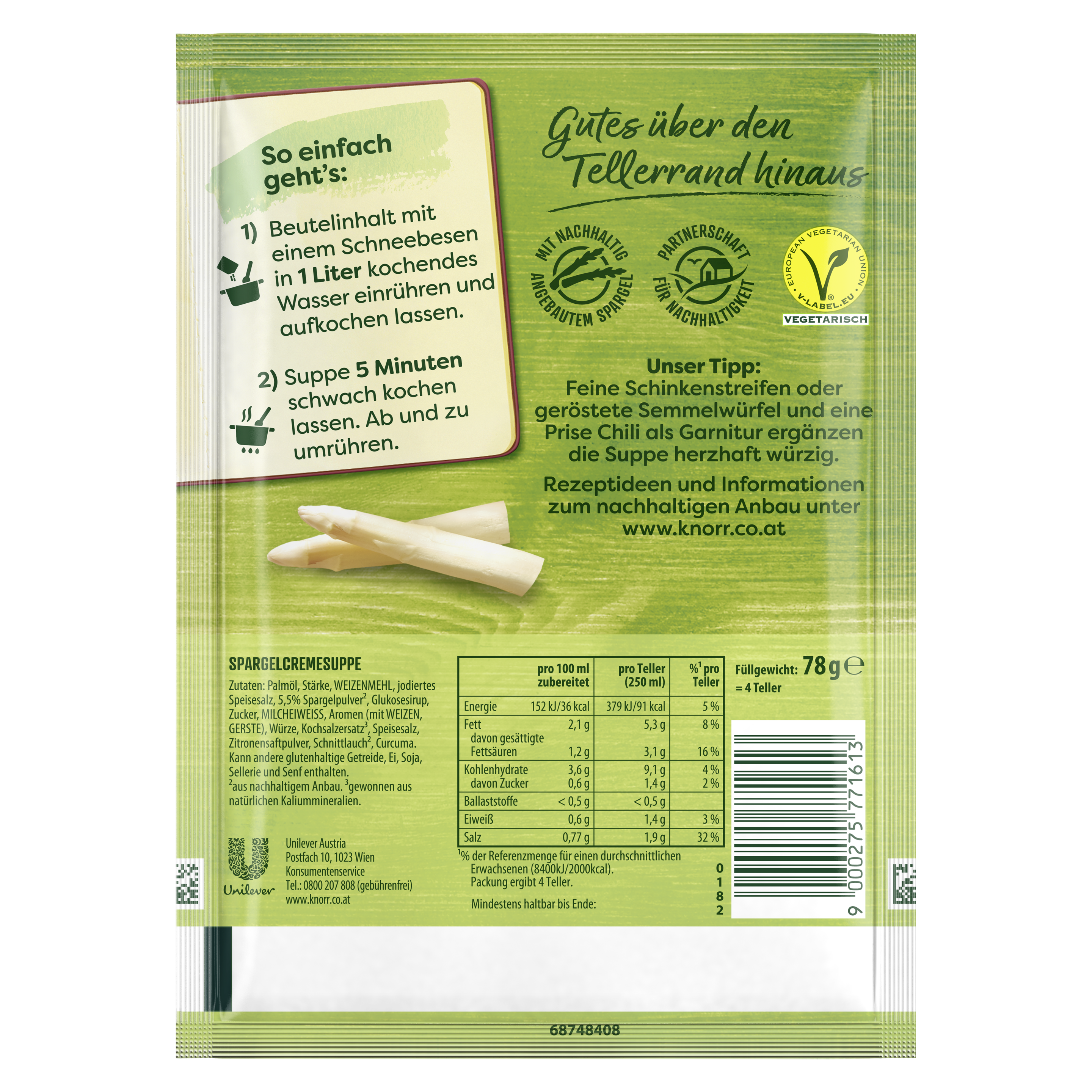 Knorr Bitte zu Tisch! Spargelcreme Suppe 4 Teller