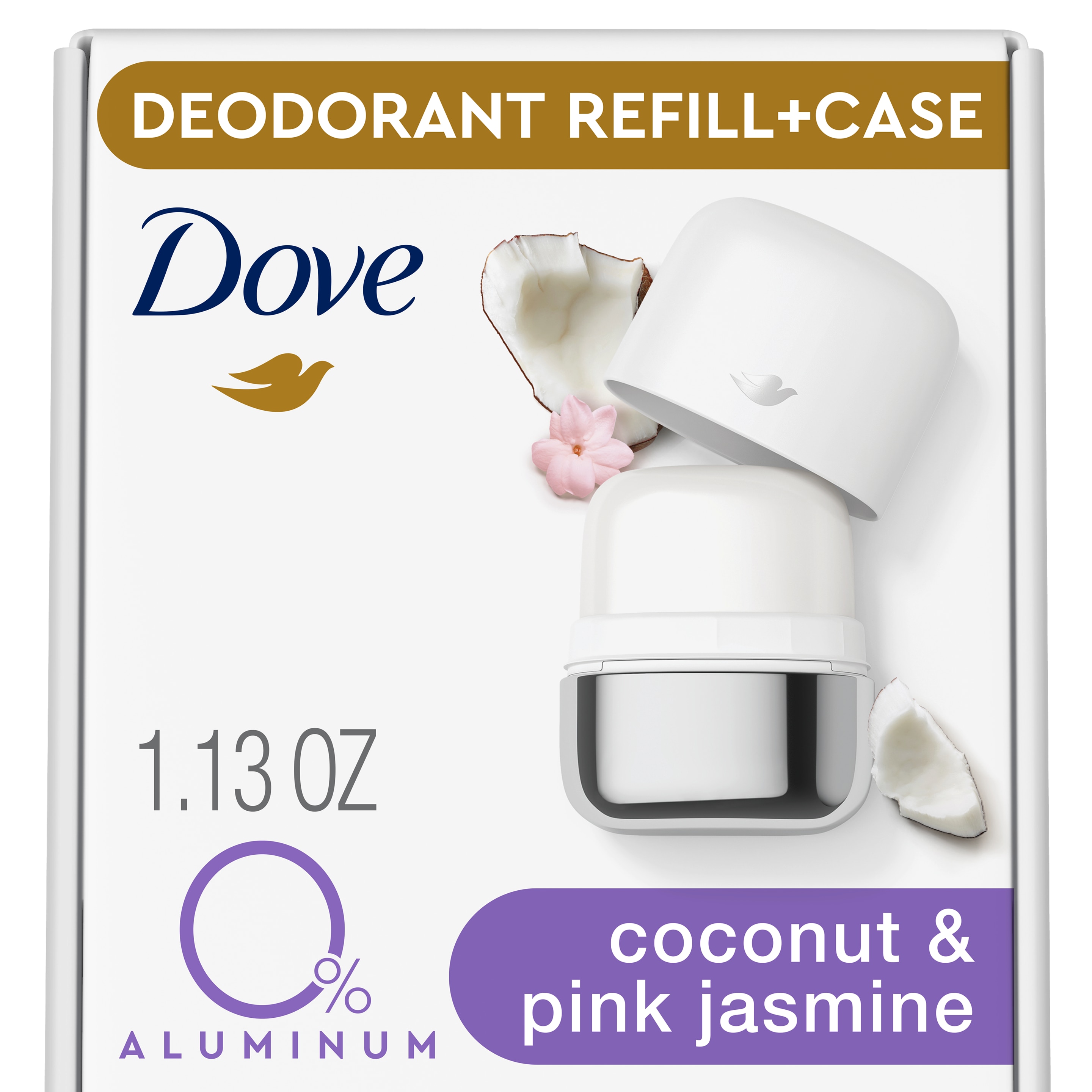 Dove Refillable Deodorant 0% Aluminum Coconut & Pink Jasmine Starter Kit