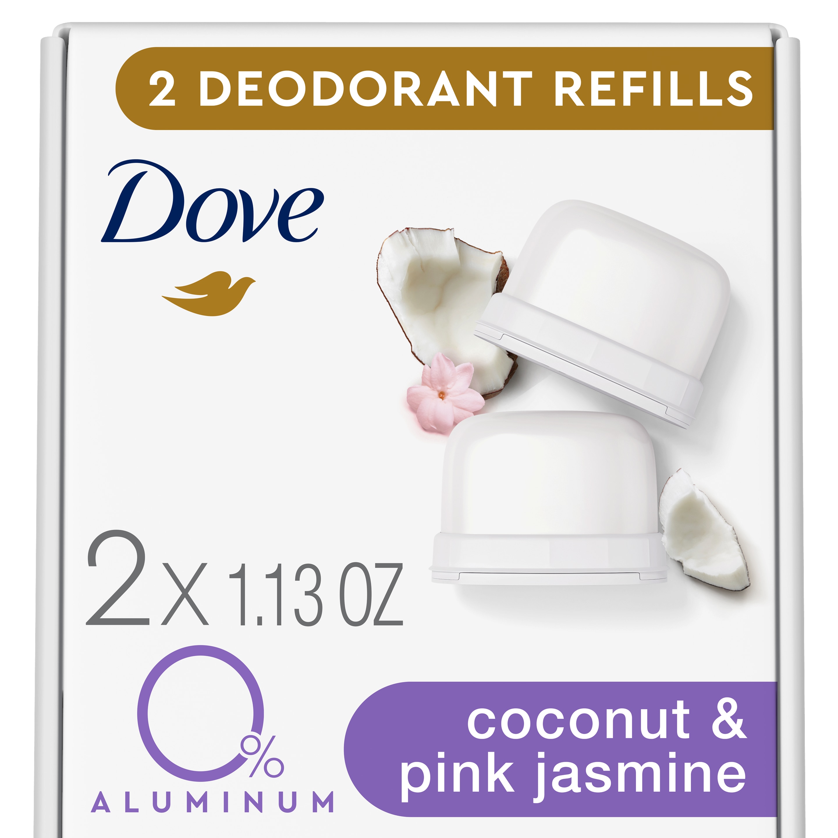 Dove Stick Deodorant Refills 0% Aluminum Coconut & Pink Jasmine Refill Kit