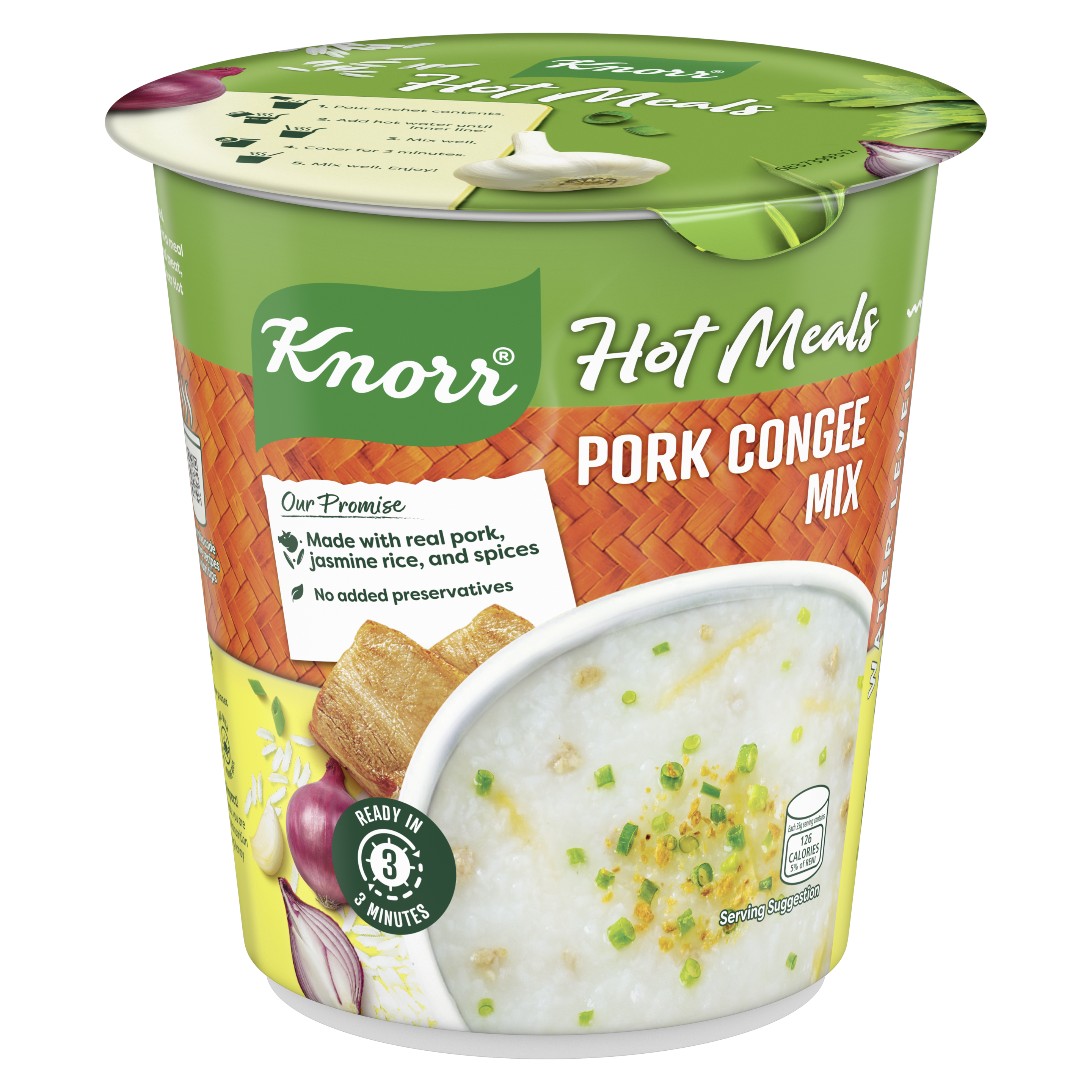 KNORR  Hot Meals Instant Mix Pork Congee Made with real pork and real jasmine rice 35g packshot