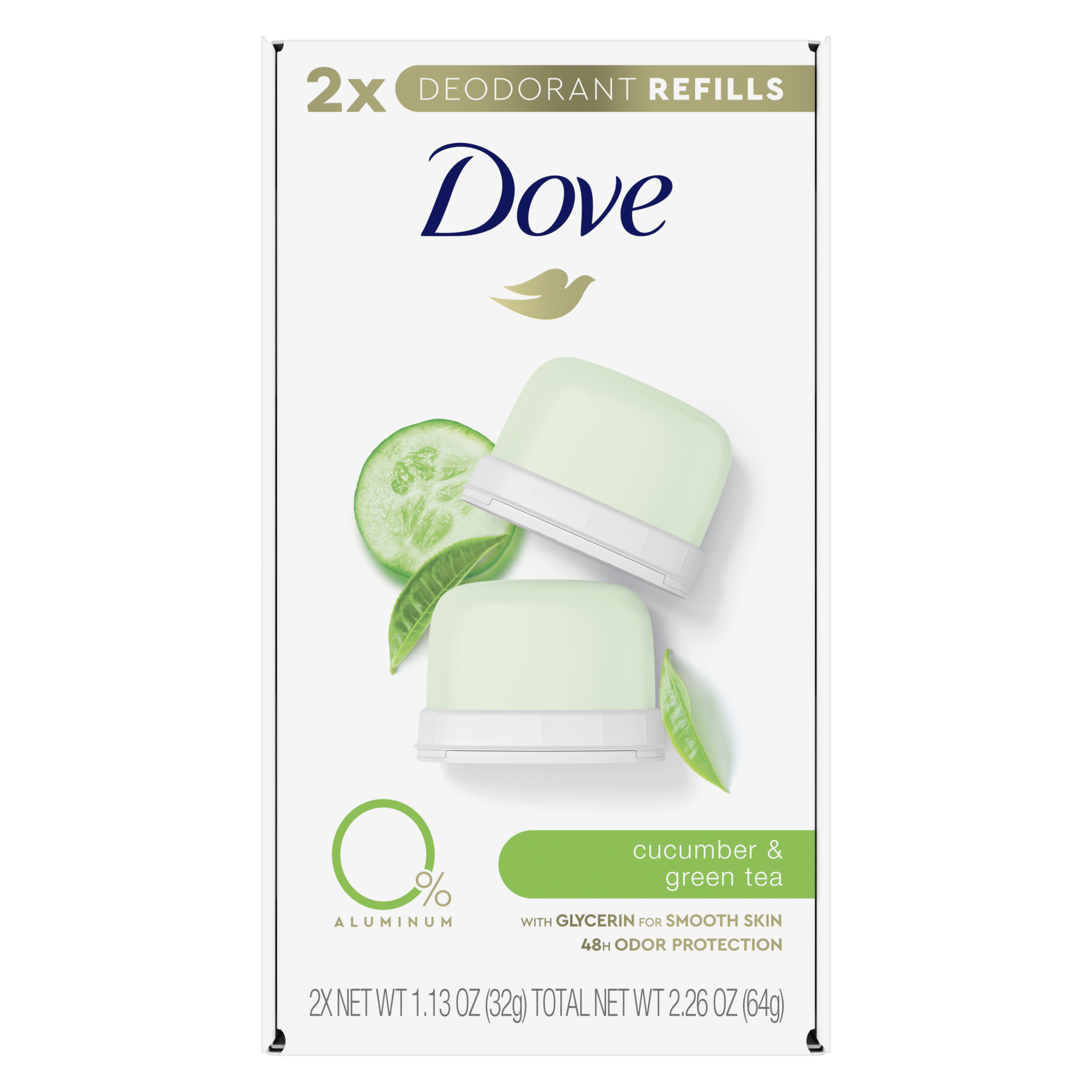 Dove Stick Deodorant Refills 0% Aluminum Cucumber & Green Tea Refill Kit