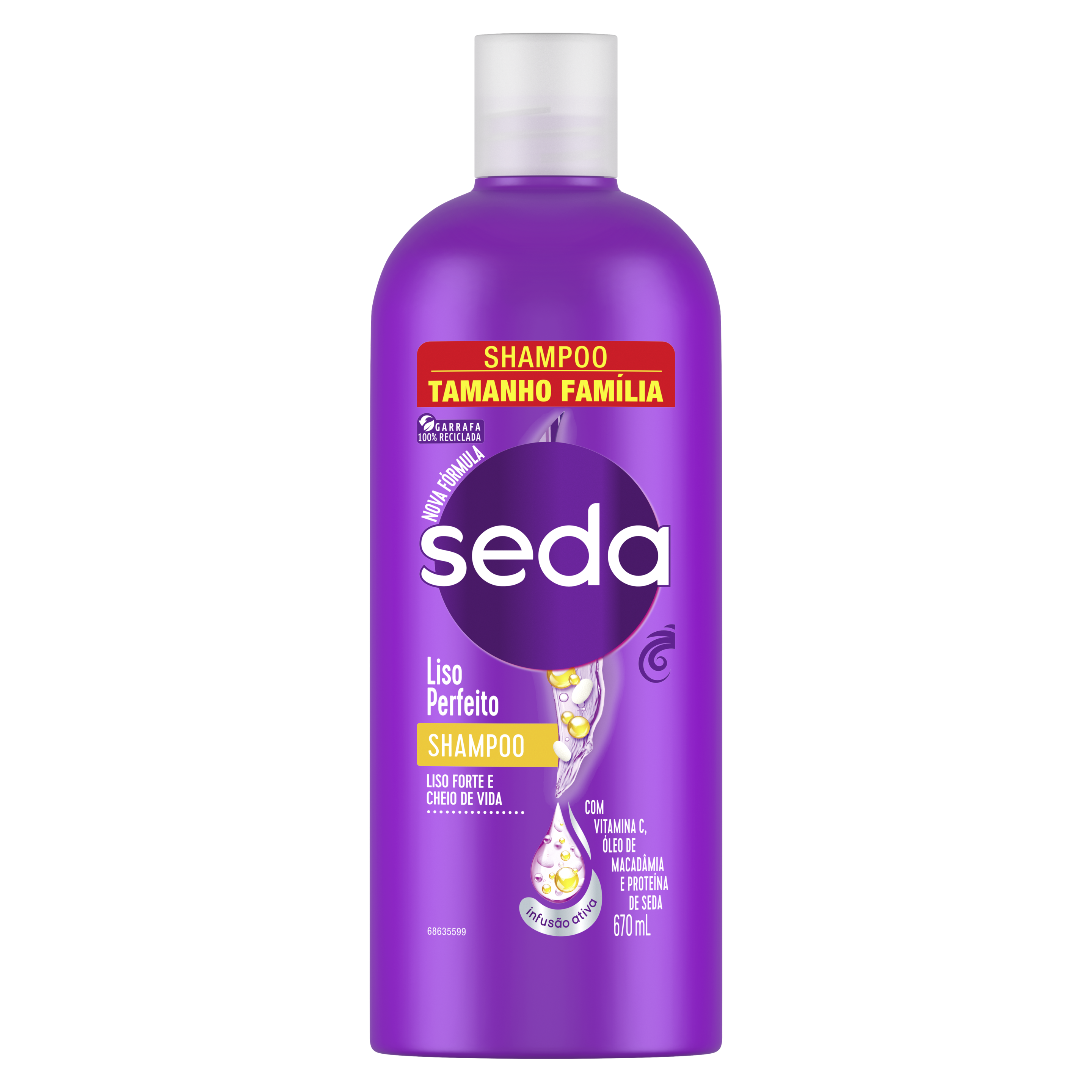Uma imagem frontal da embalagem de Shampoo Seda Liso Perfeito 670ml