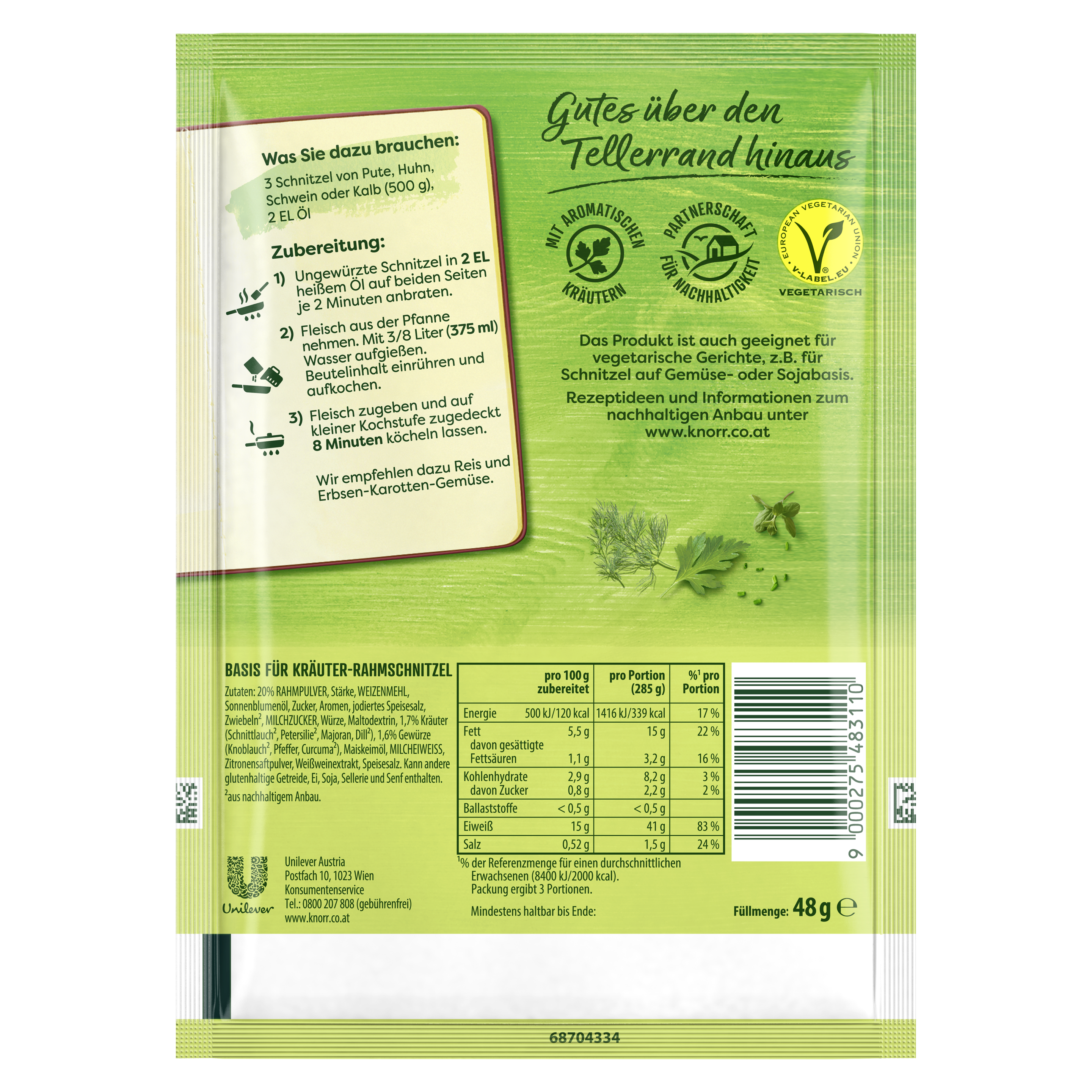 Knorr Basis Kräuter-Rahmschnitzel 3 Portionen