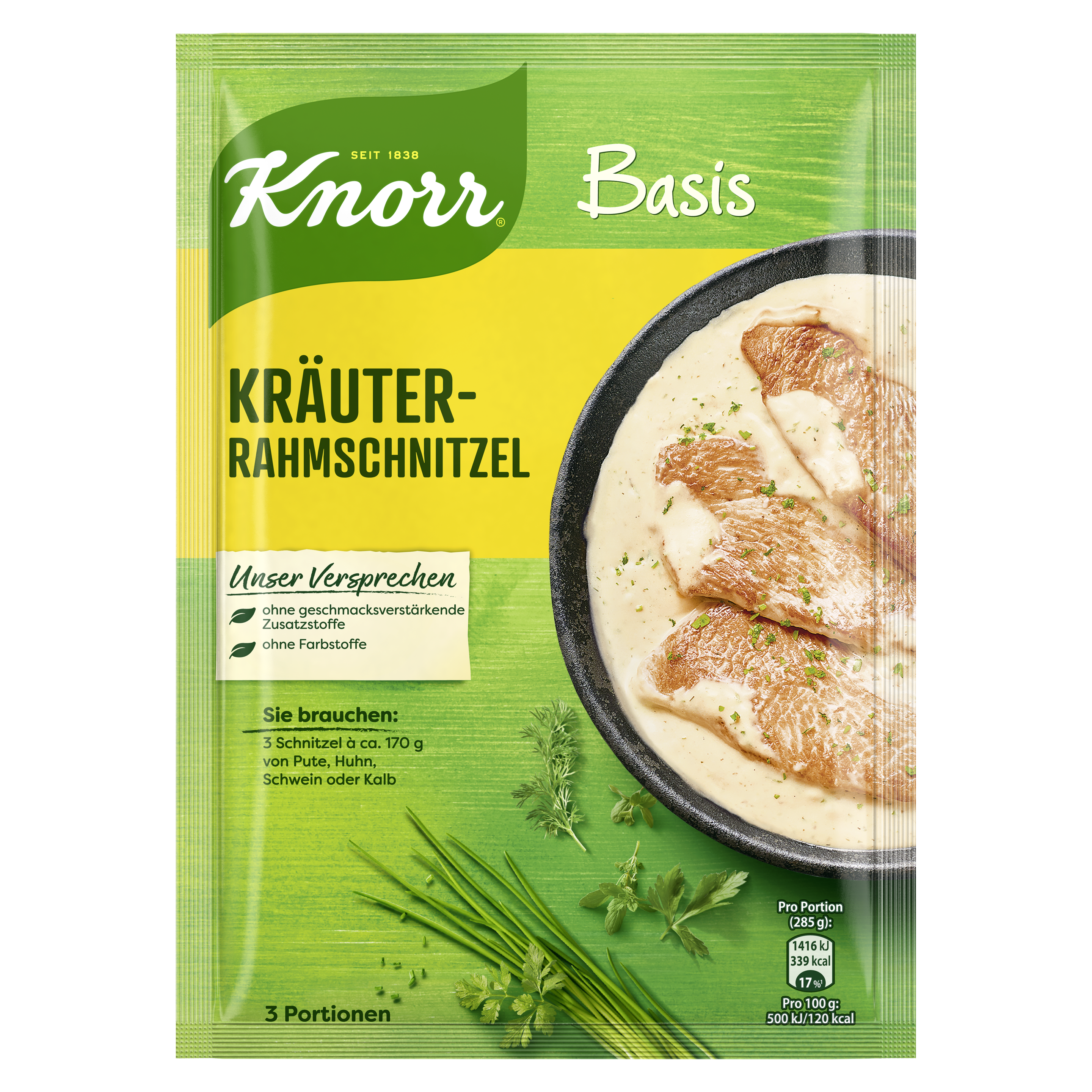 Knorr Basis Kräuter-Rahmschnitzel 3 Portionen