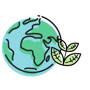 globe with leaves next illustration