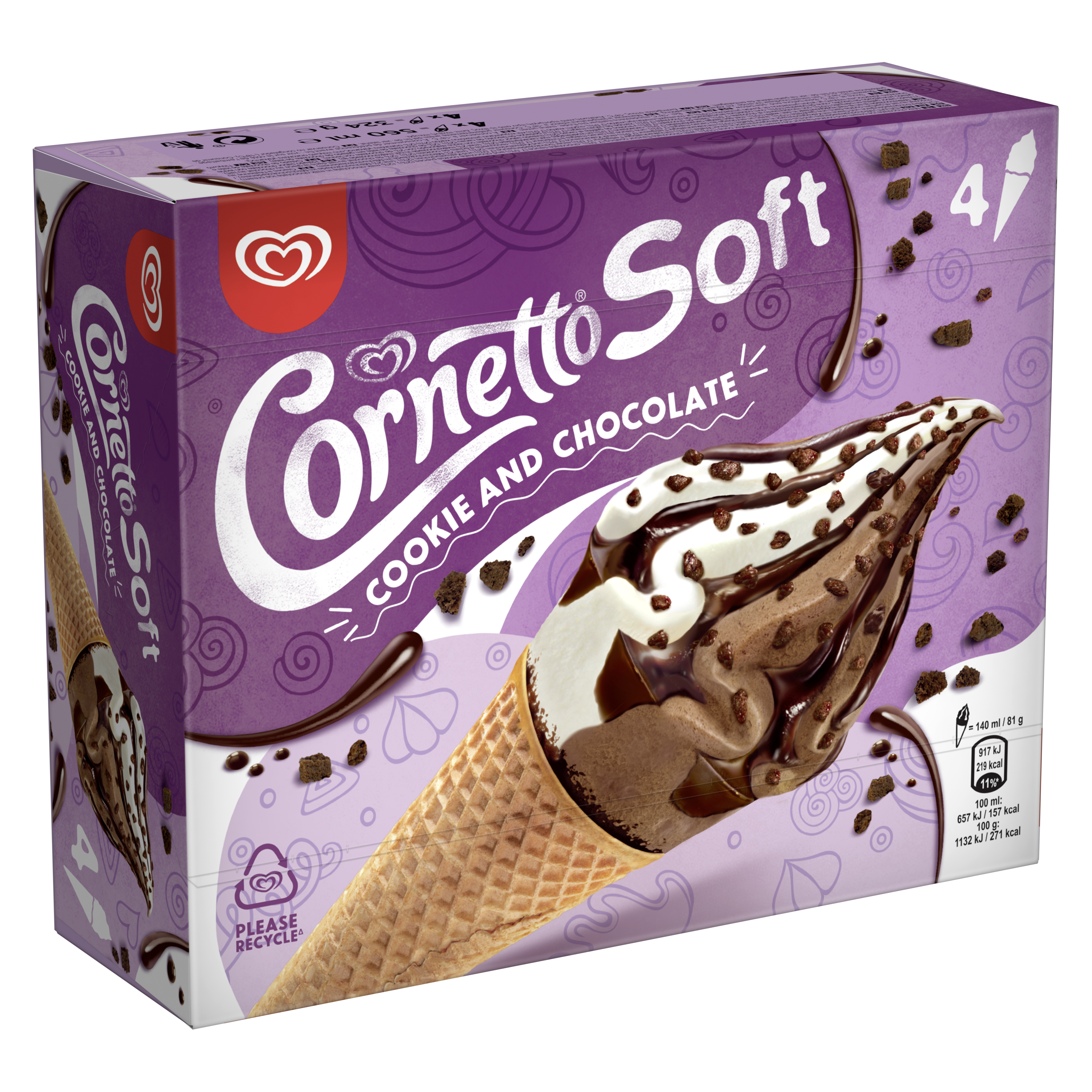 Cornetto Soft Cookie 140ml x 4