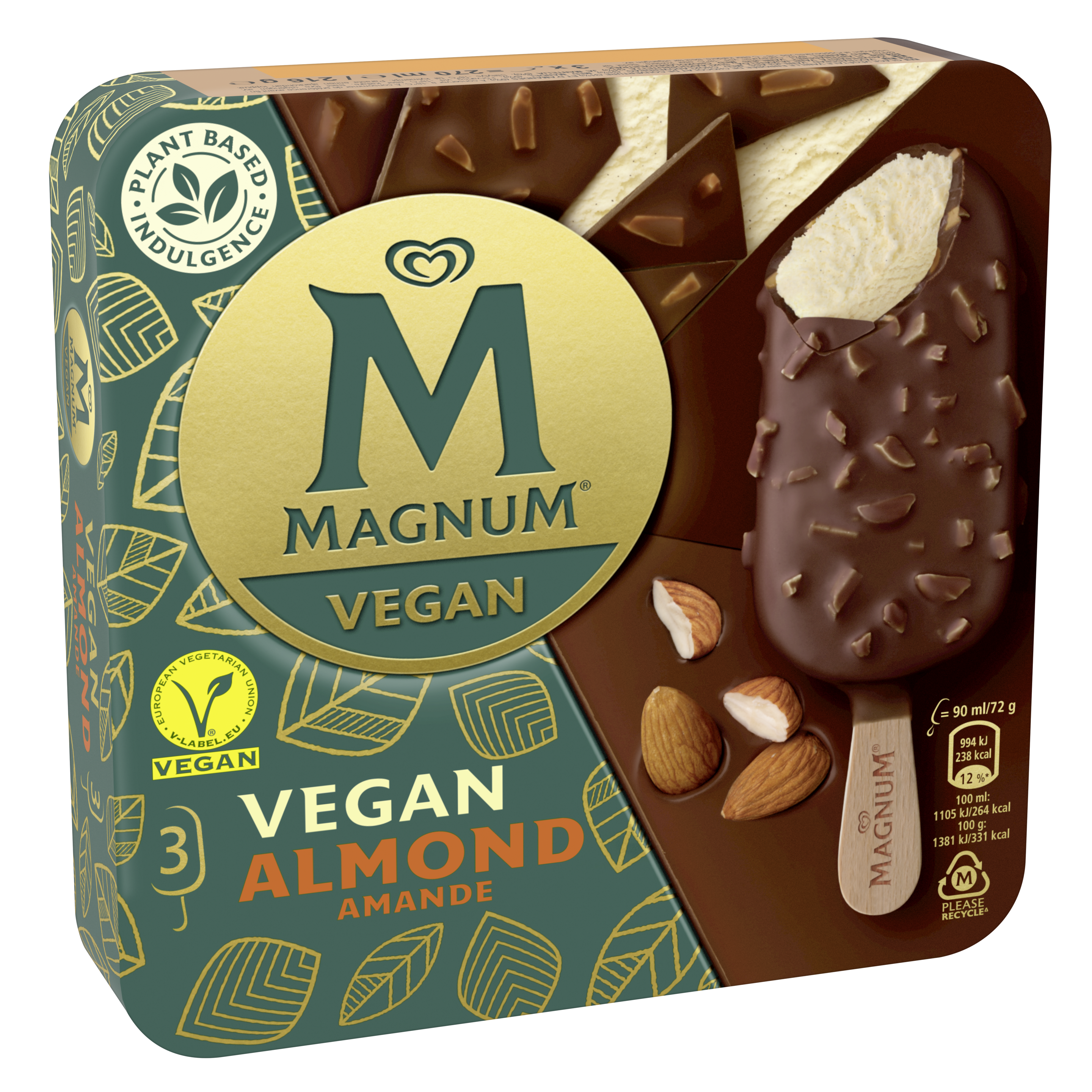 Magnum Monipakkaus Vegan Almond 3kpl Text