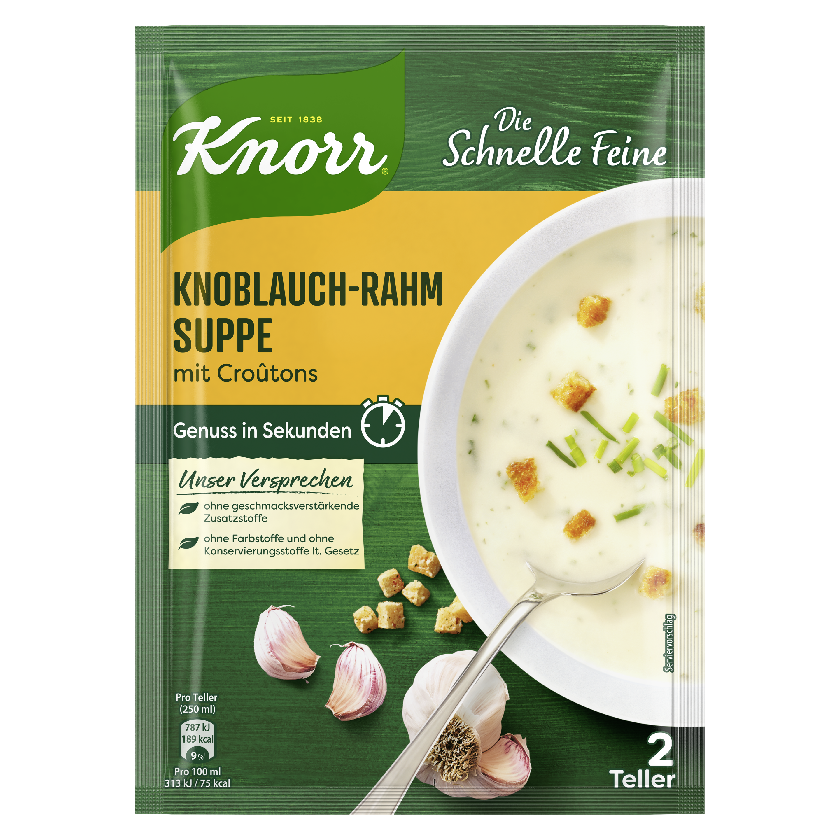 Knorr Die Schnelle Feine Knoblauch-Rahm Suppe 2 Teller