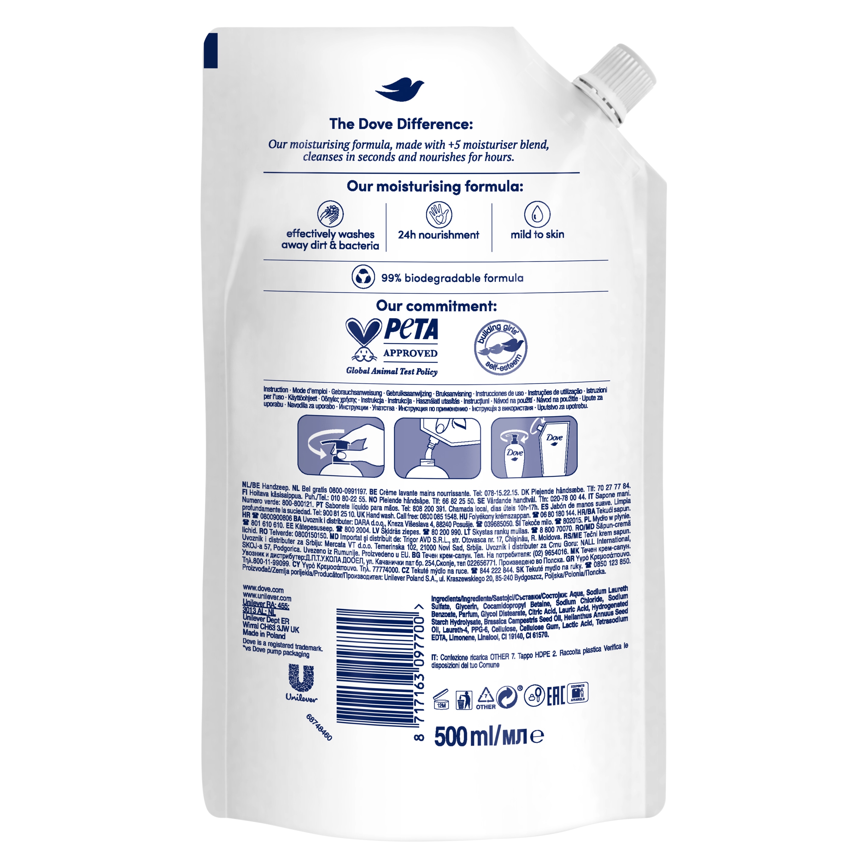 Pielęgnujące mydło w płynie Refreshing Care zapas 500 ml