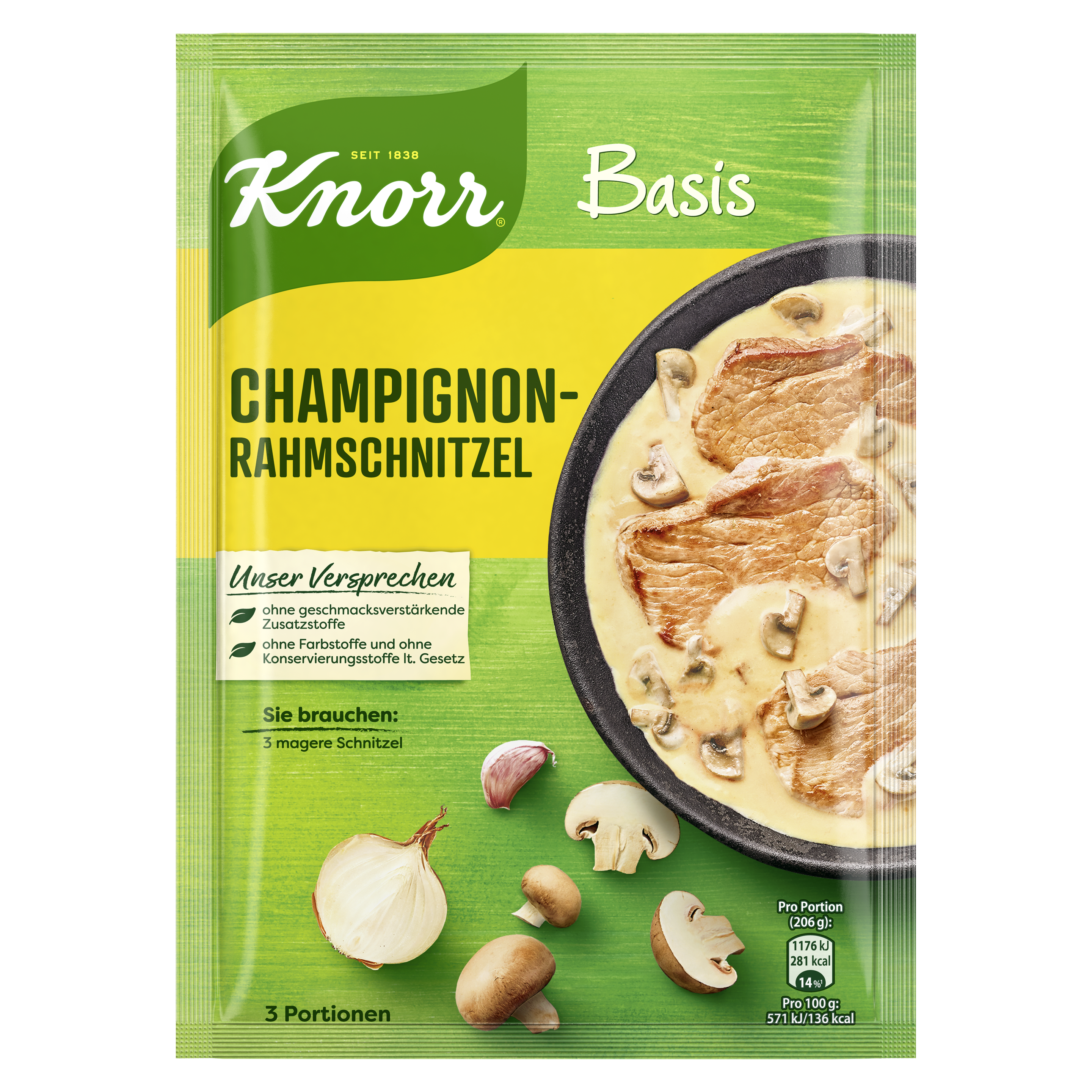 Knorr Basis Champignon- Rahmschnitzel 3 Portionen