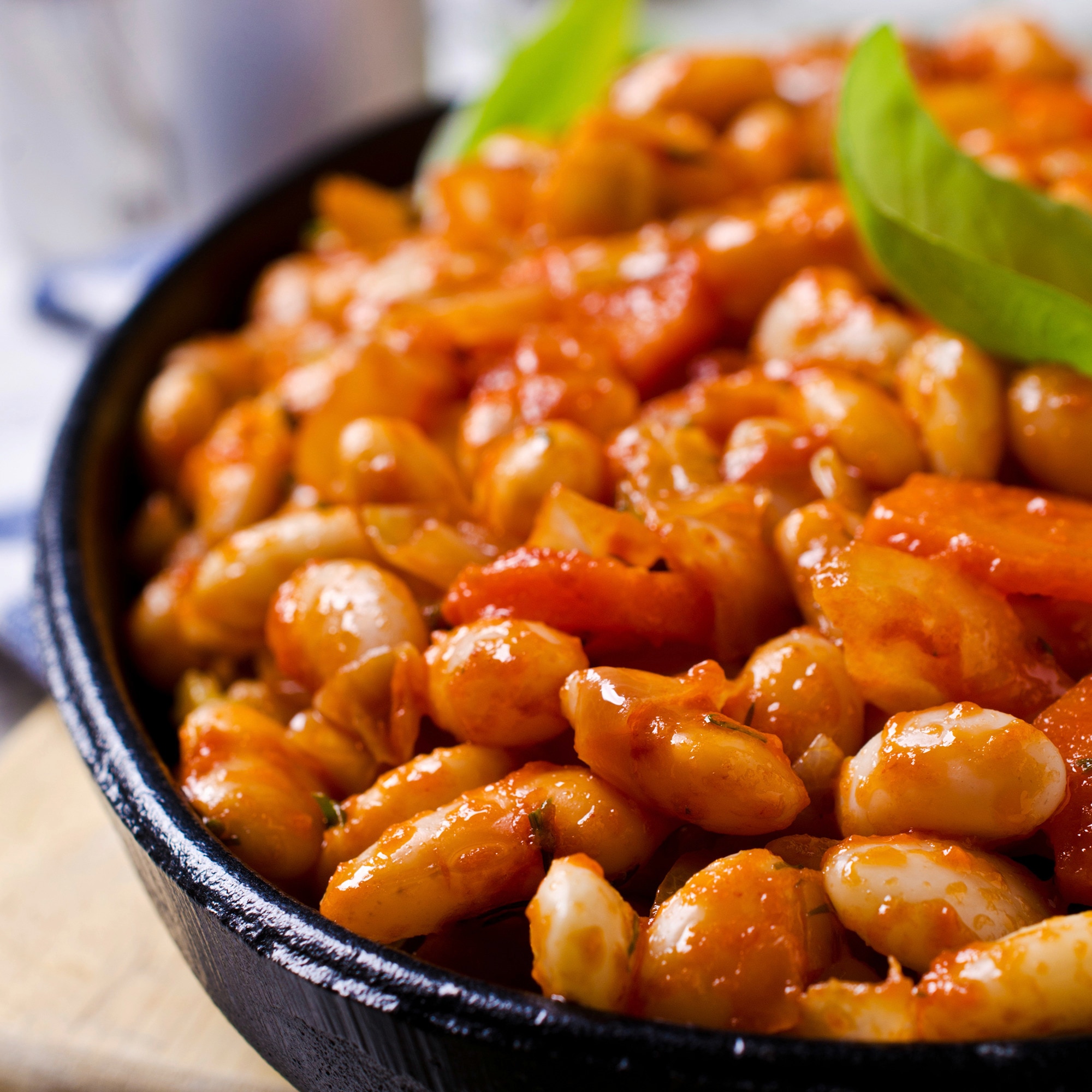 Baked Beans in A Black Bowl