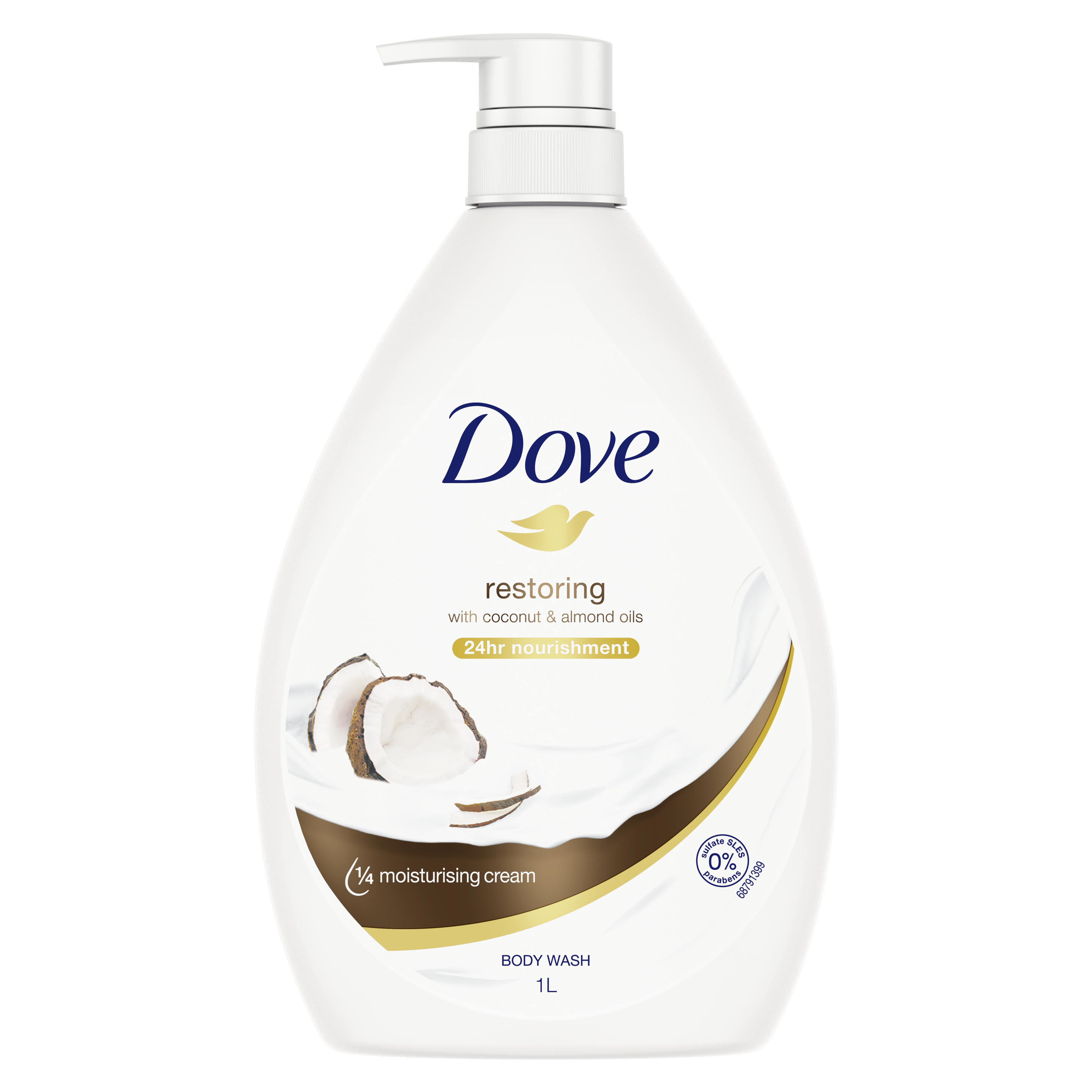 Dove Restoring Coconut Body Wash 1L Text