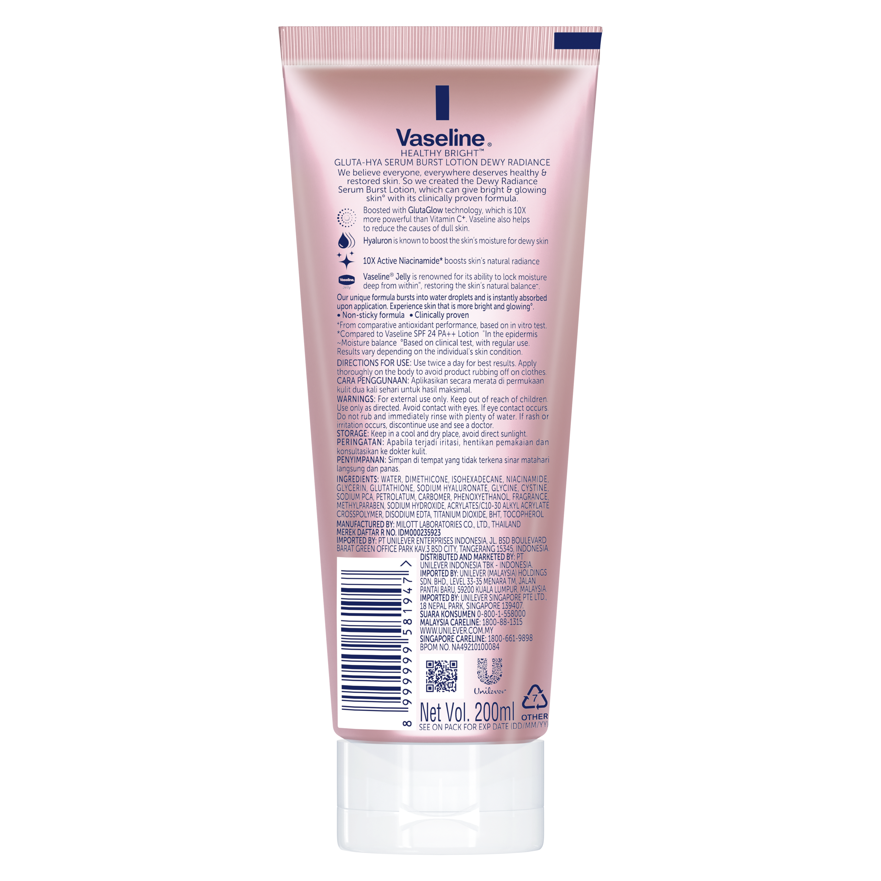 Vaseline® Gluta-Hya Serum Burst Lotion Dewy Radiance back