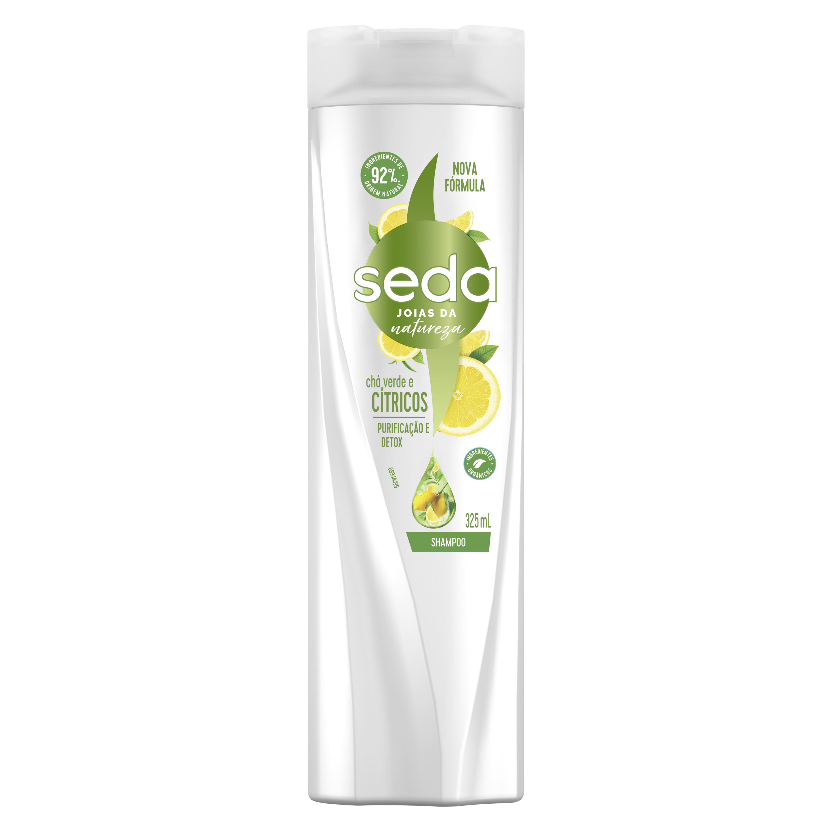 Uma imagem frontal da embalagem de Shampoo Seda Jóias da Natureza Chá Verde e Cítricos 325ml