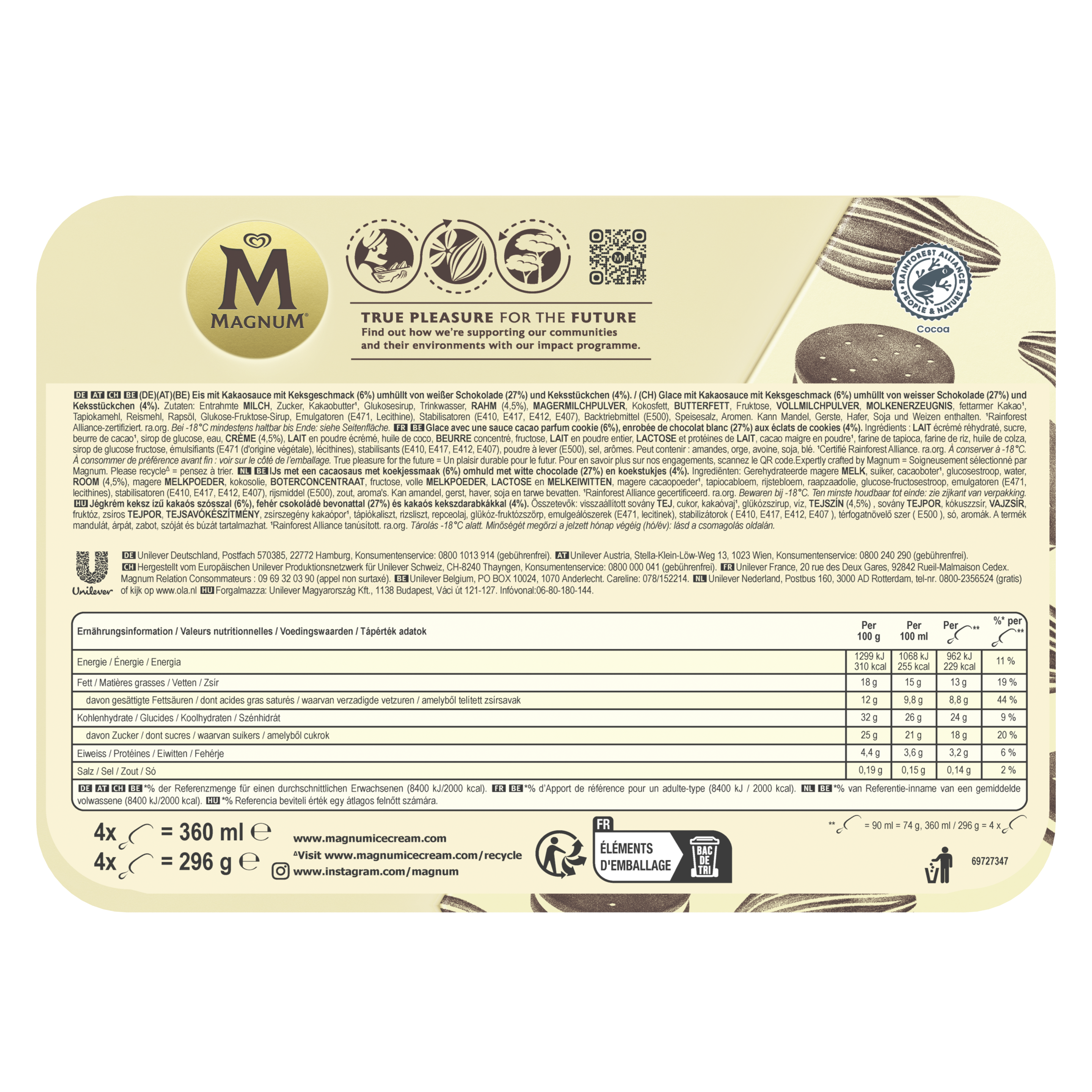 Magnum Bâtonnet  Chocolat Blanc & Cookies