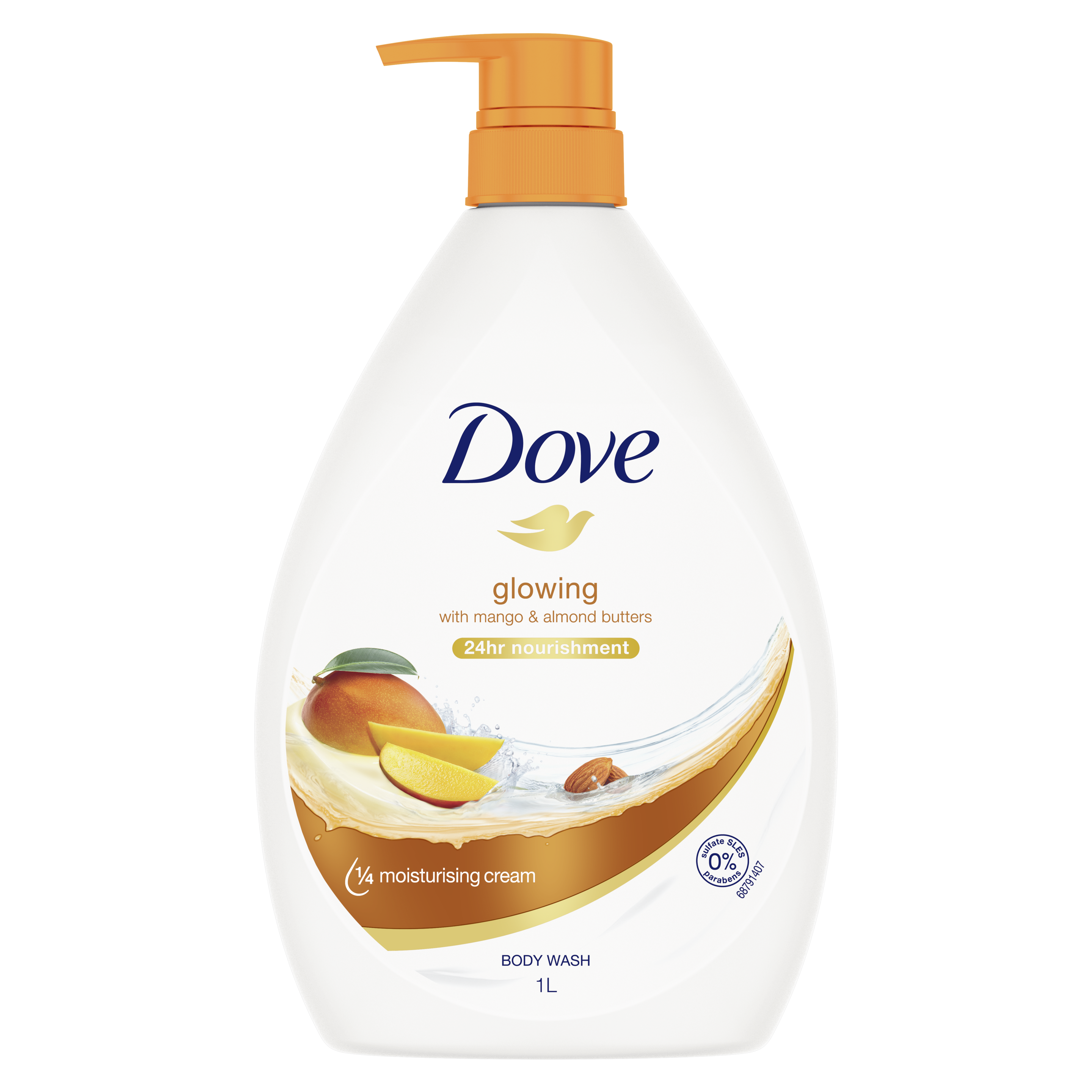 Dove Glowing Mango Body Wash 1L Text