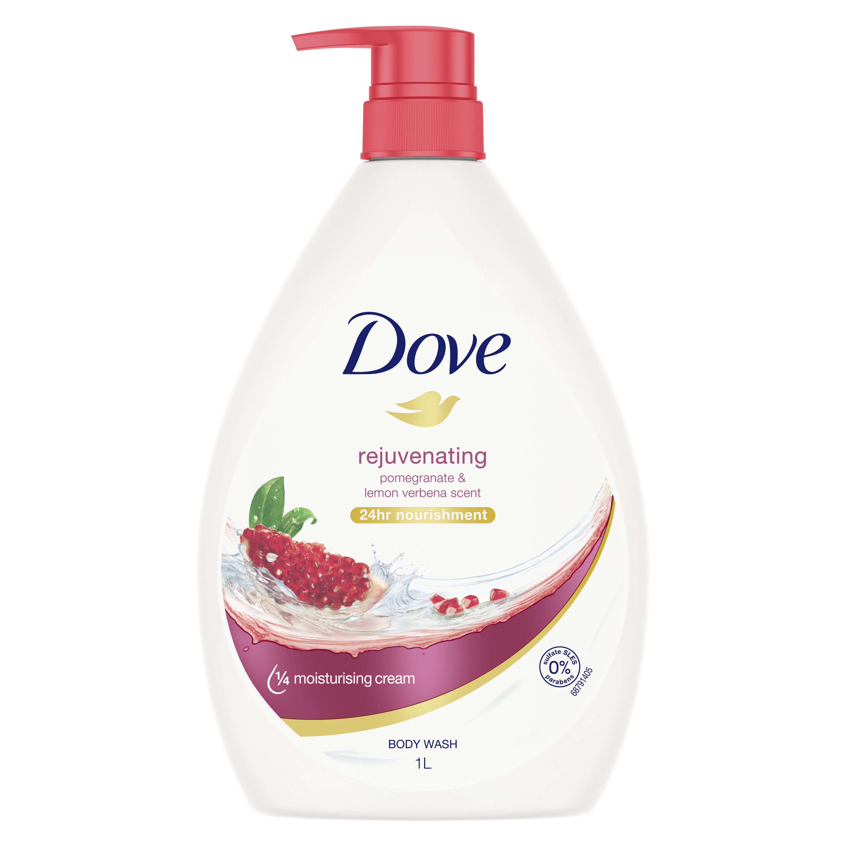 Dove Rejuvenating Pomegranate Body Wash 1L Text