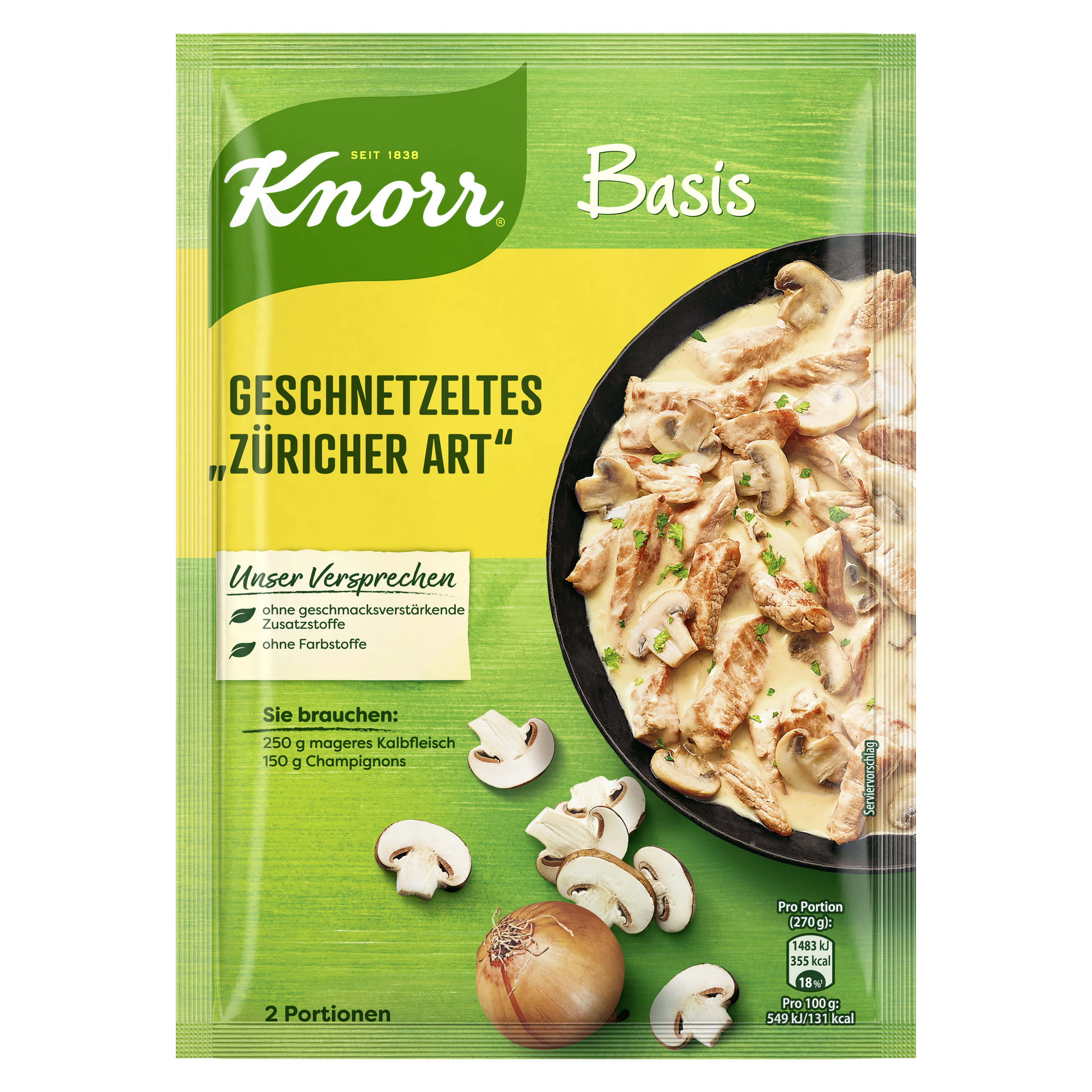 Knorr Basis Geschnetzeltes "Züricher Art" 2 Portionen