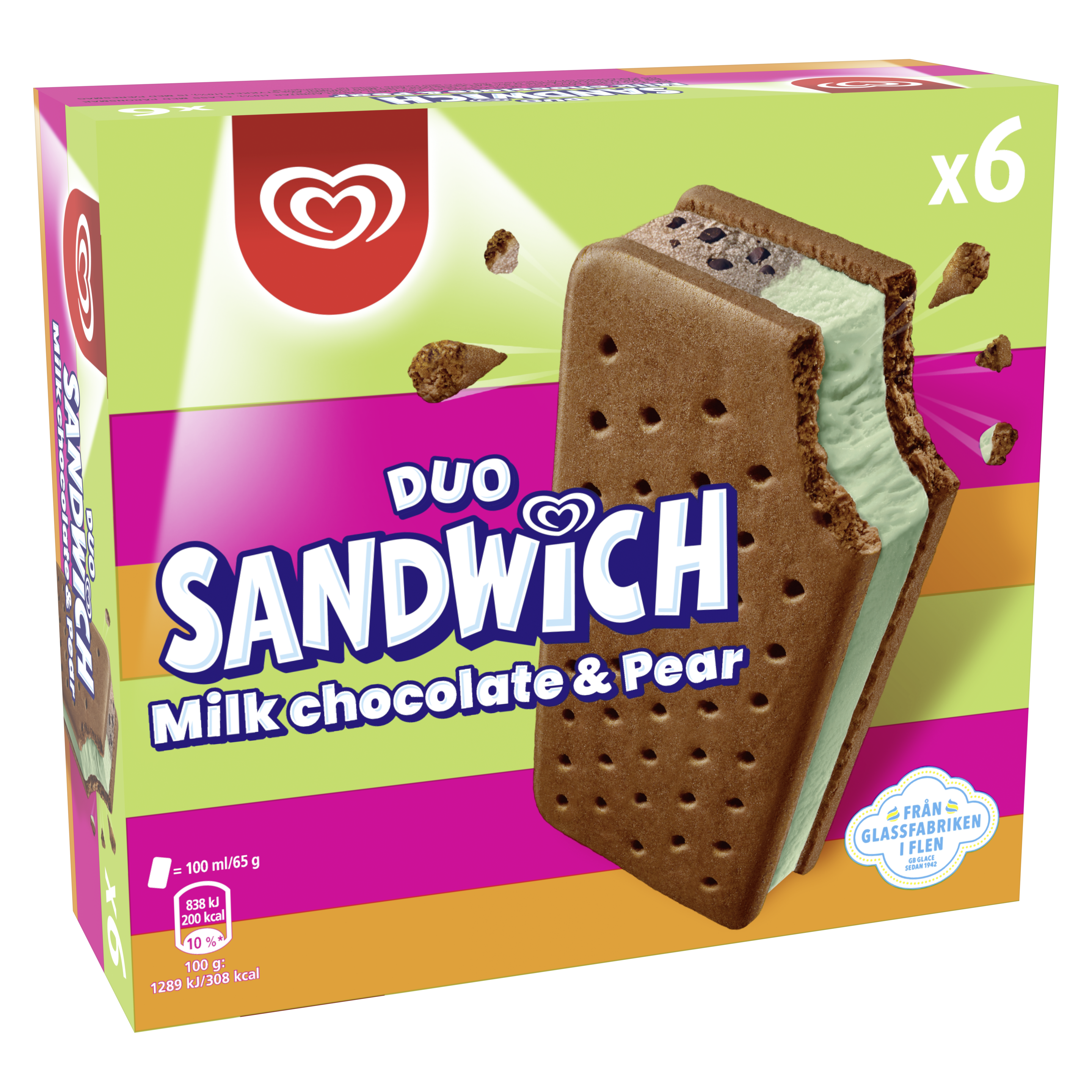 Duo Sandwich Milk Chocolate & Pear 6-p