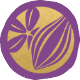 Ikona kwiatu wanilii i strąka kakao na okrągłym tle