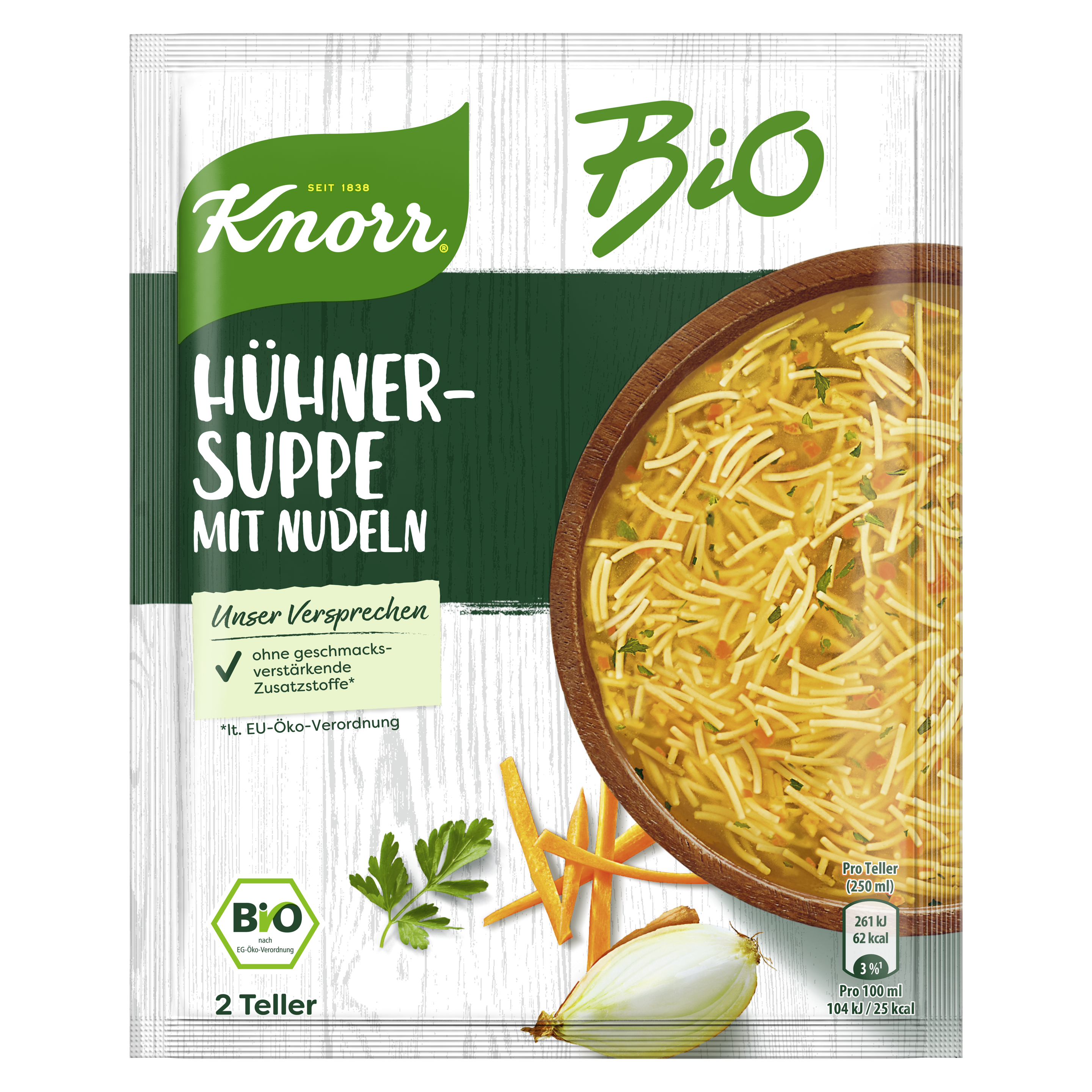 Knorr BIO Hühnersuppe mit Nudeln 2 Teller