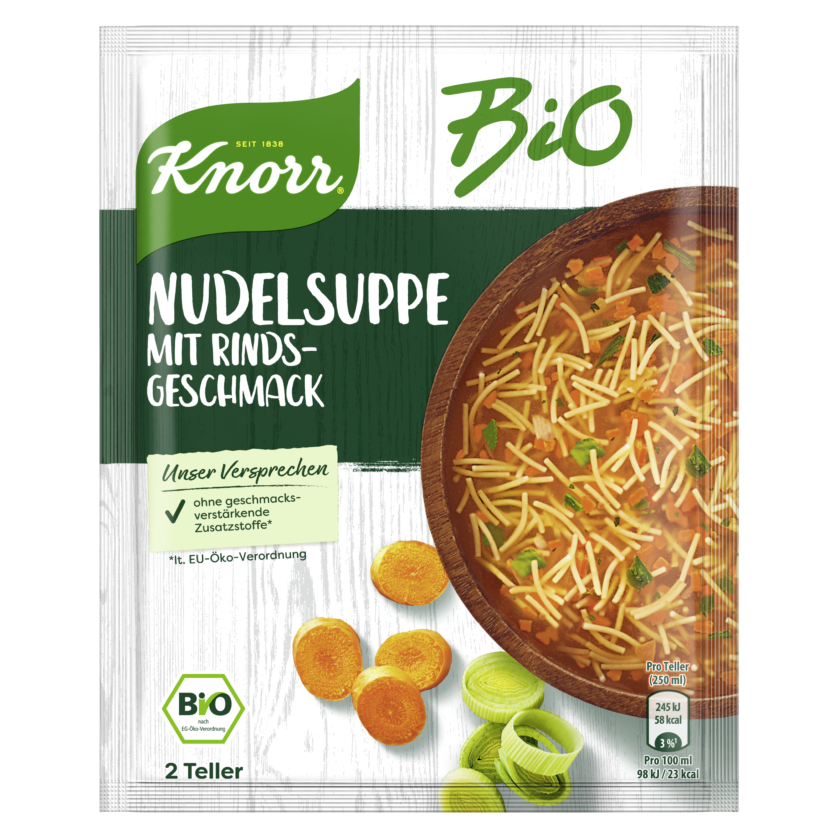 Knorr BIO Nudelsuppe mit Rindsgeschmack 2 Teller