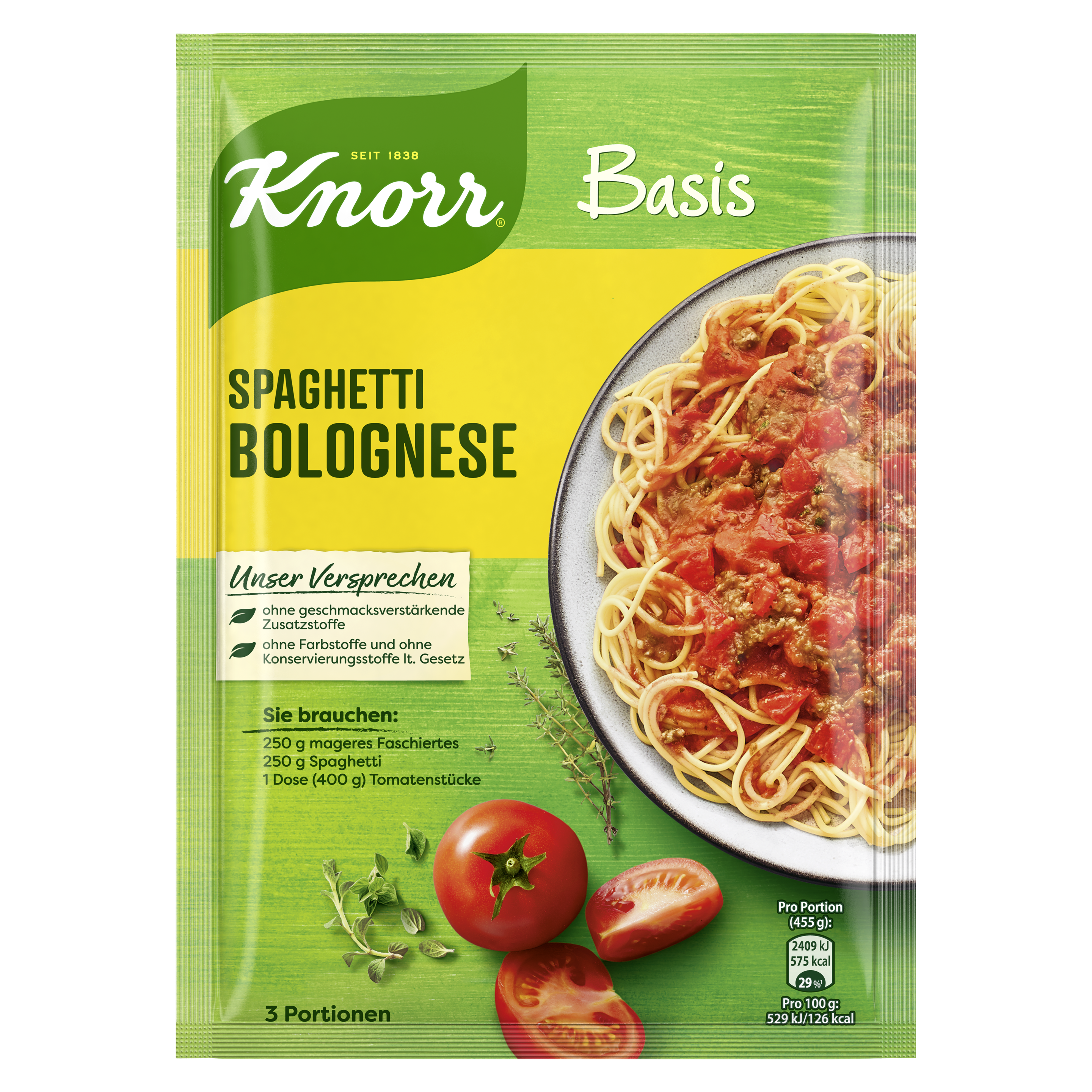 Knorr Basis Spaghetti Bolognese- typisch Italienisch 3 Portionen