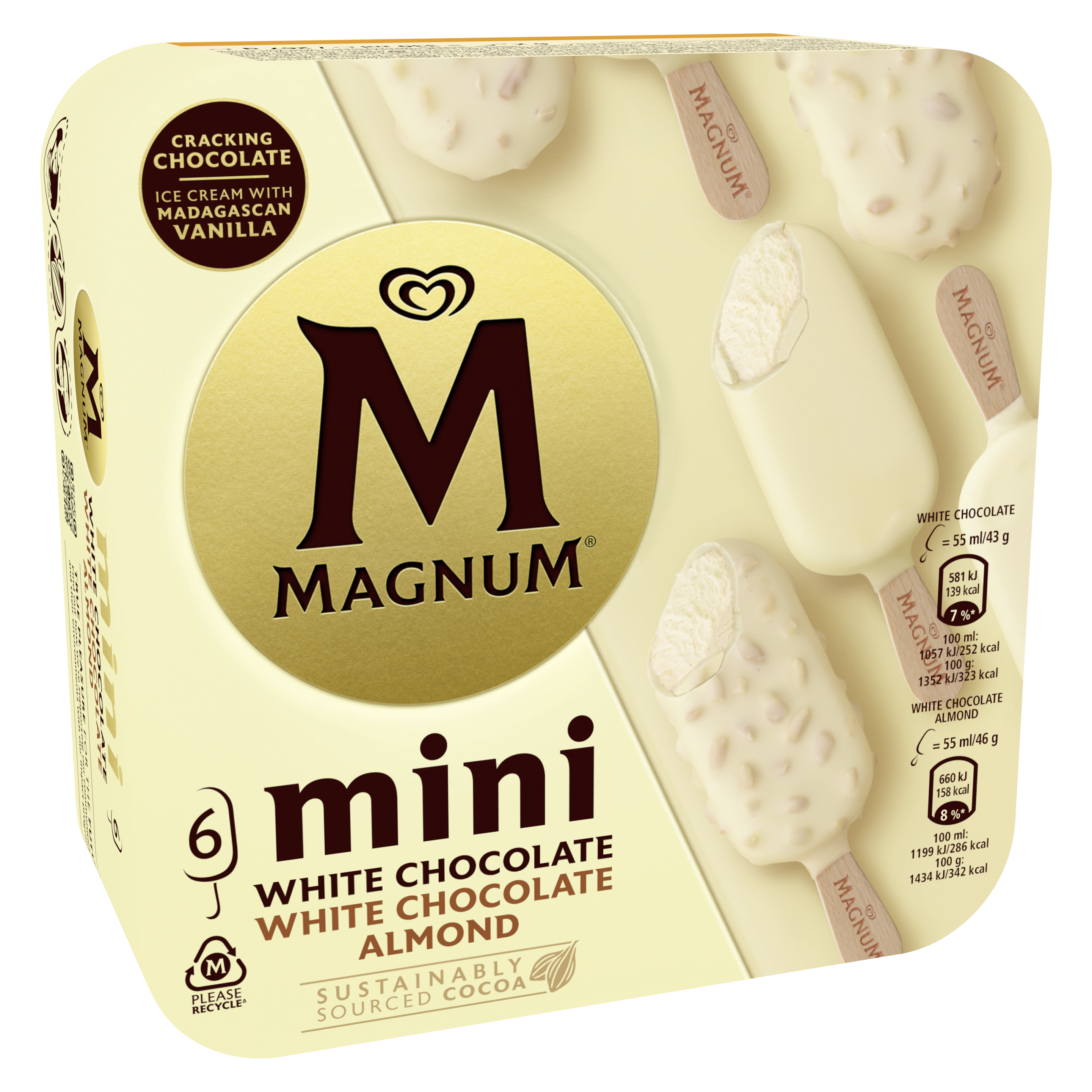 Multipack Magnum Mini Chocolate Branco Amêndoas