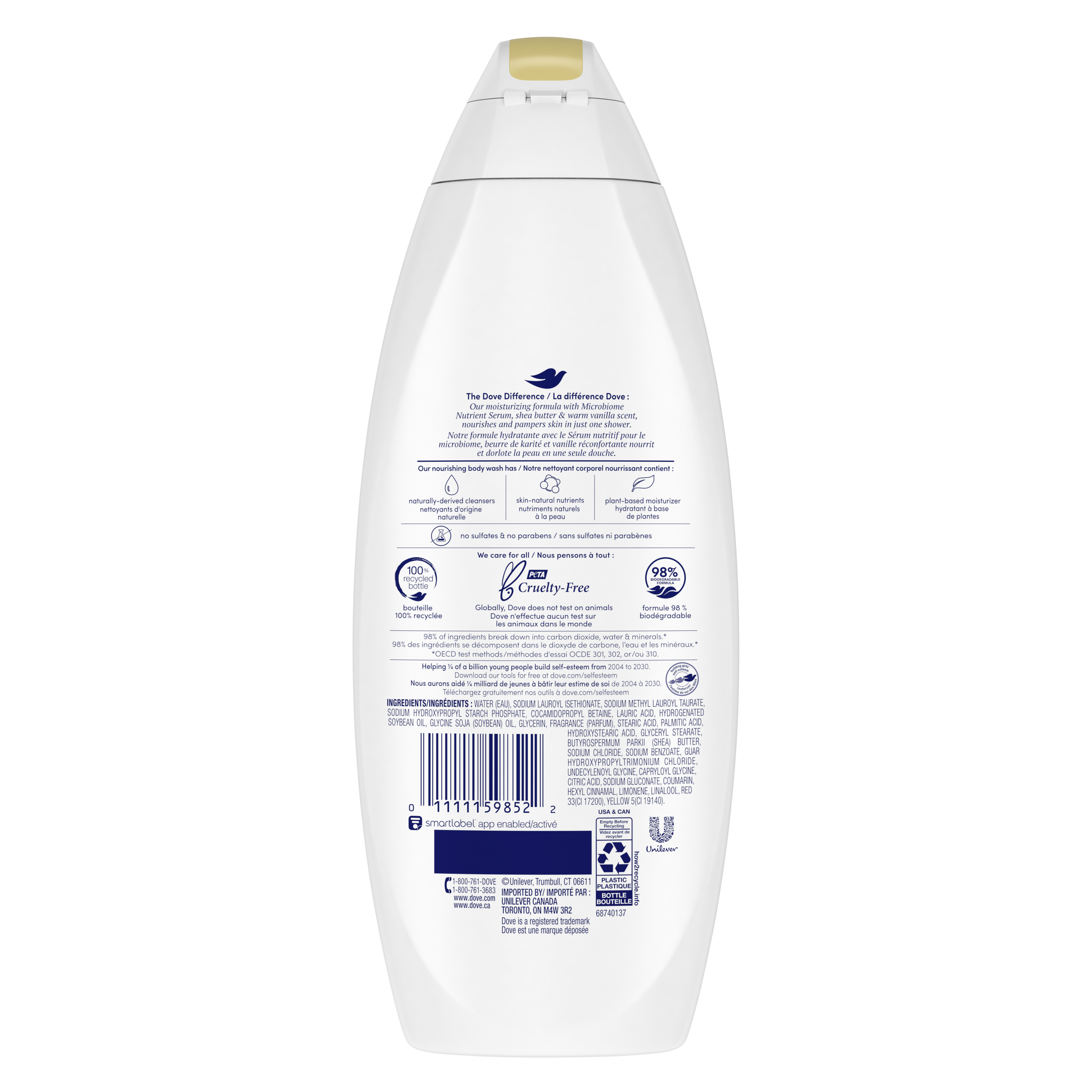 Nettoyant pour le corps Dove Pampering au beurre de karité et au parfum chaud de vanille