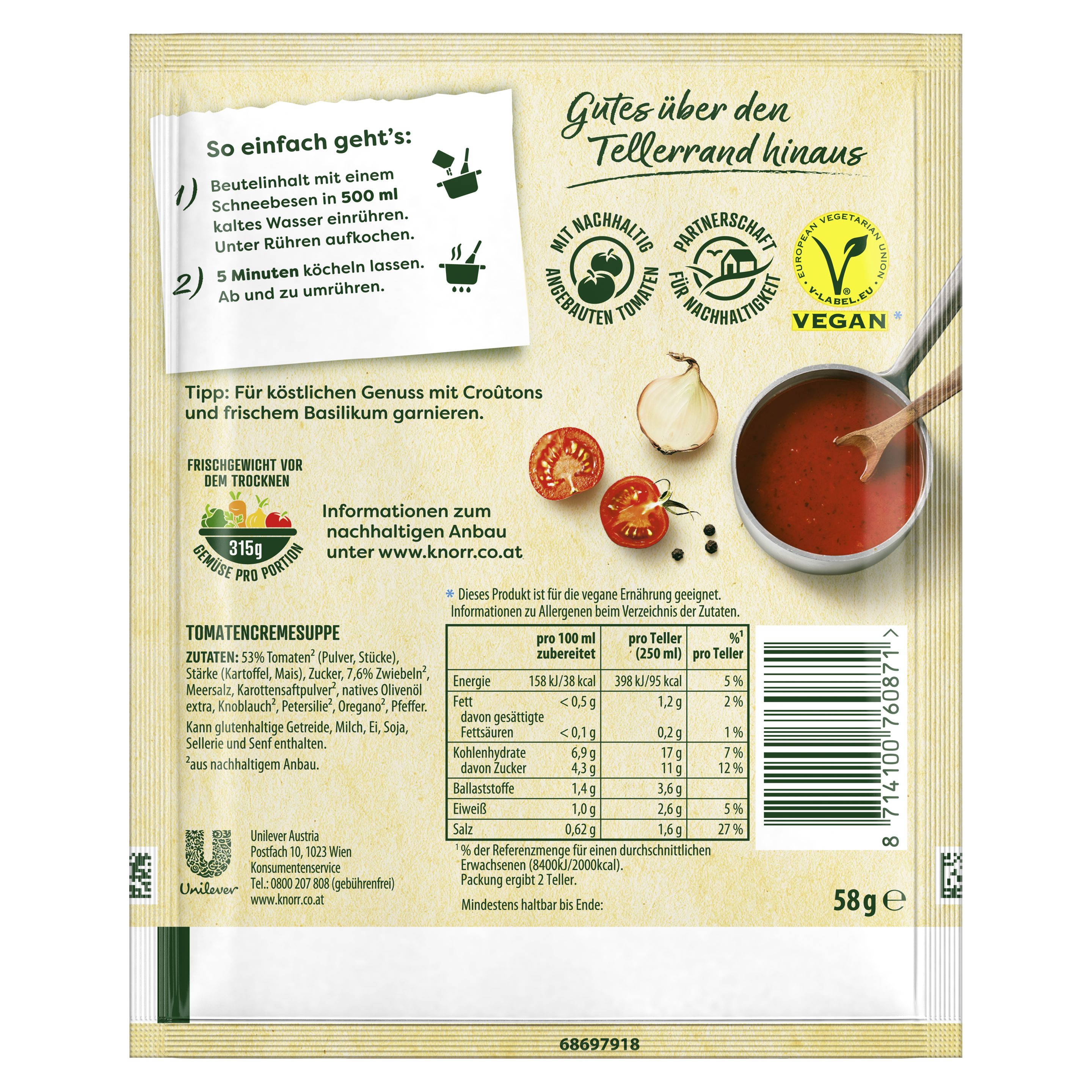 Knorr Echt Natürlich Tomatencreme Suppe 2 Portionen