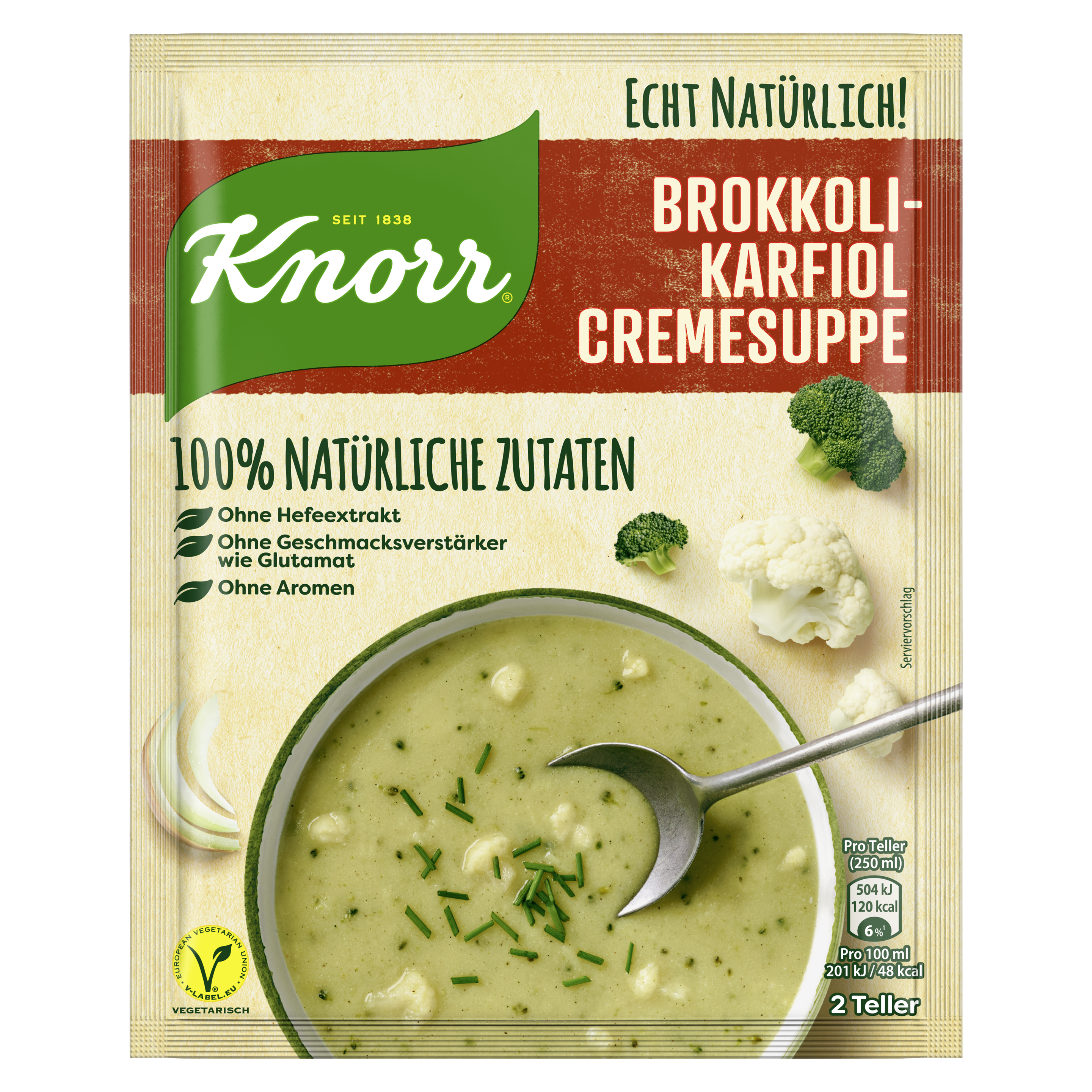 Knorr Echt Natürlich Brokkoli Karfiol Cremesuppe 2 Teller