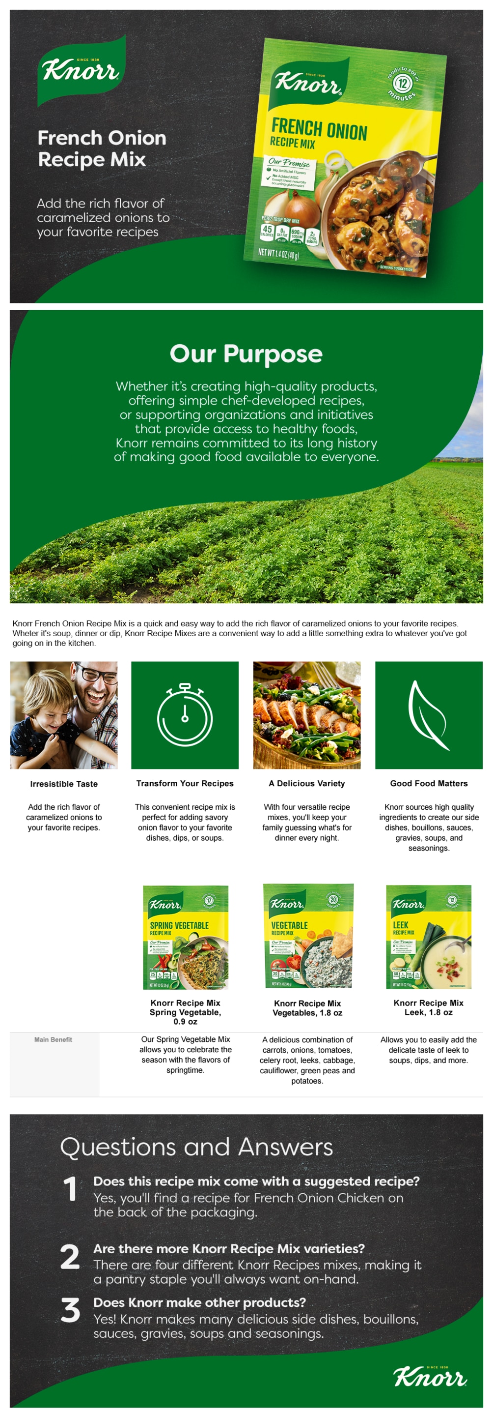 Knorr  Soup Mix and Recipe Mix For Soups, Sauces and Simple Meals French Onion  1.4 oz 12 Pack packshot