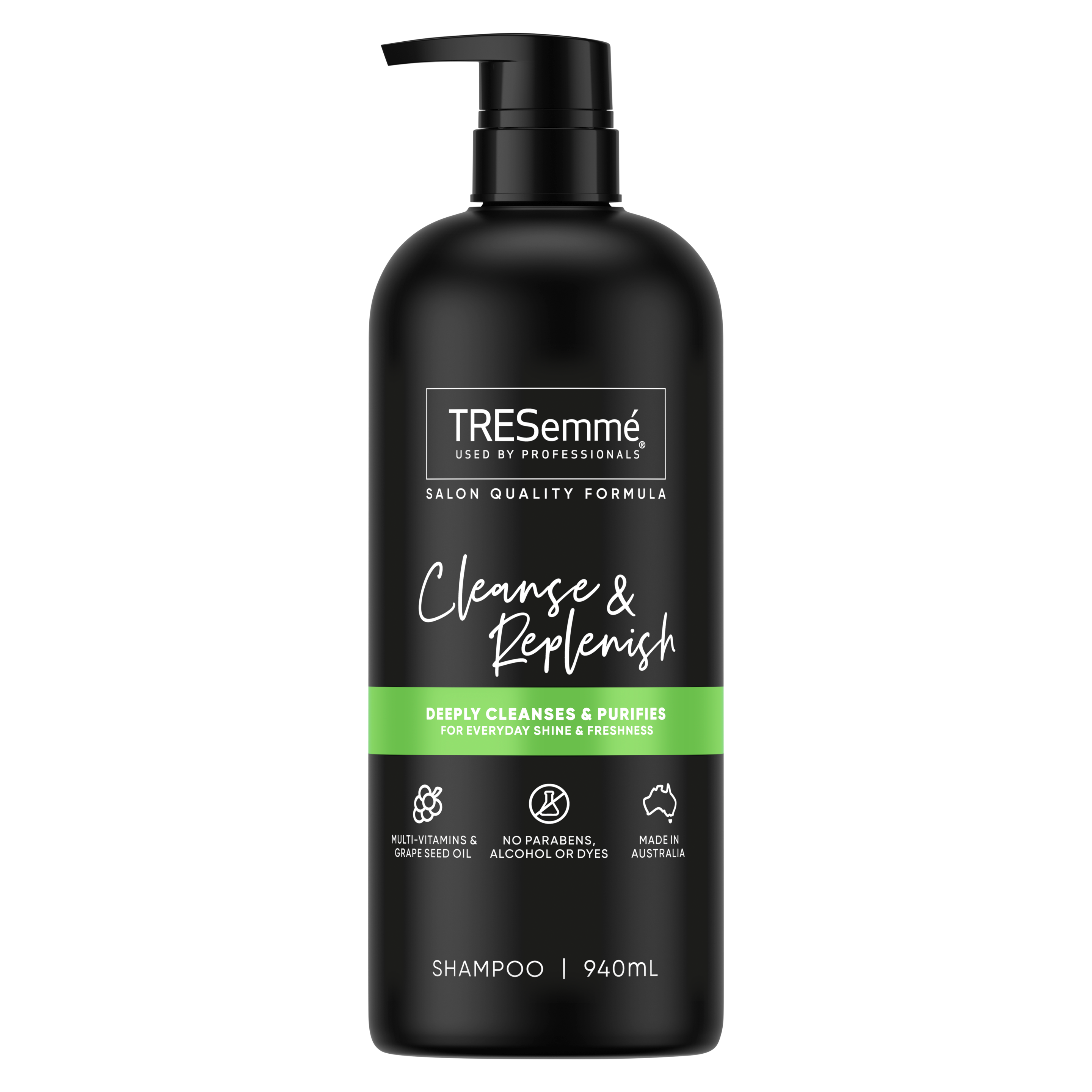A 940ml bottle of TRESemmé Cleanse & Replenish Shampoo