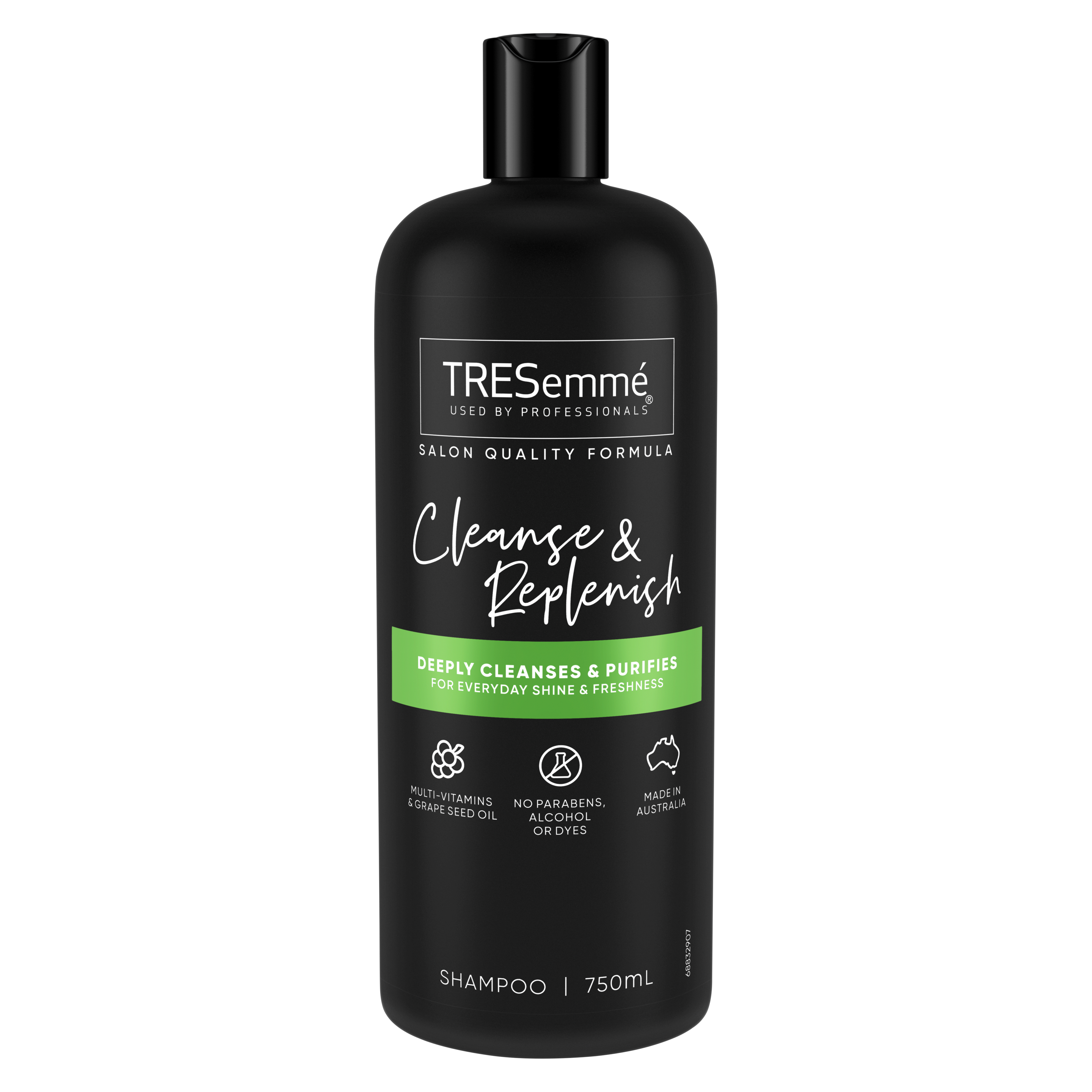 A 750ml bottle of TRESemmé Cleanse & Replenish Shampoo