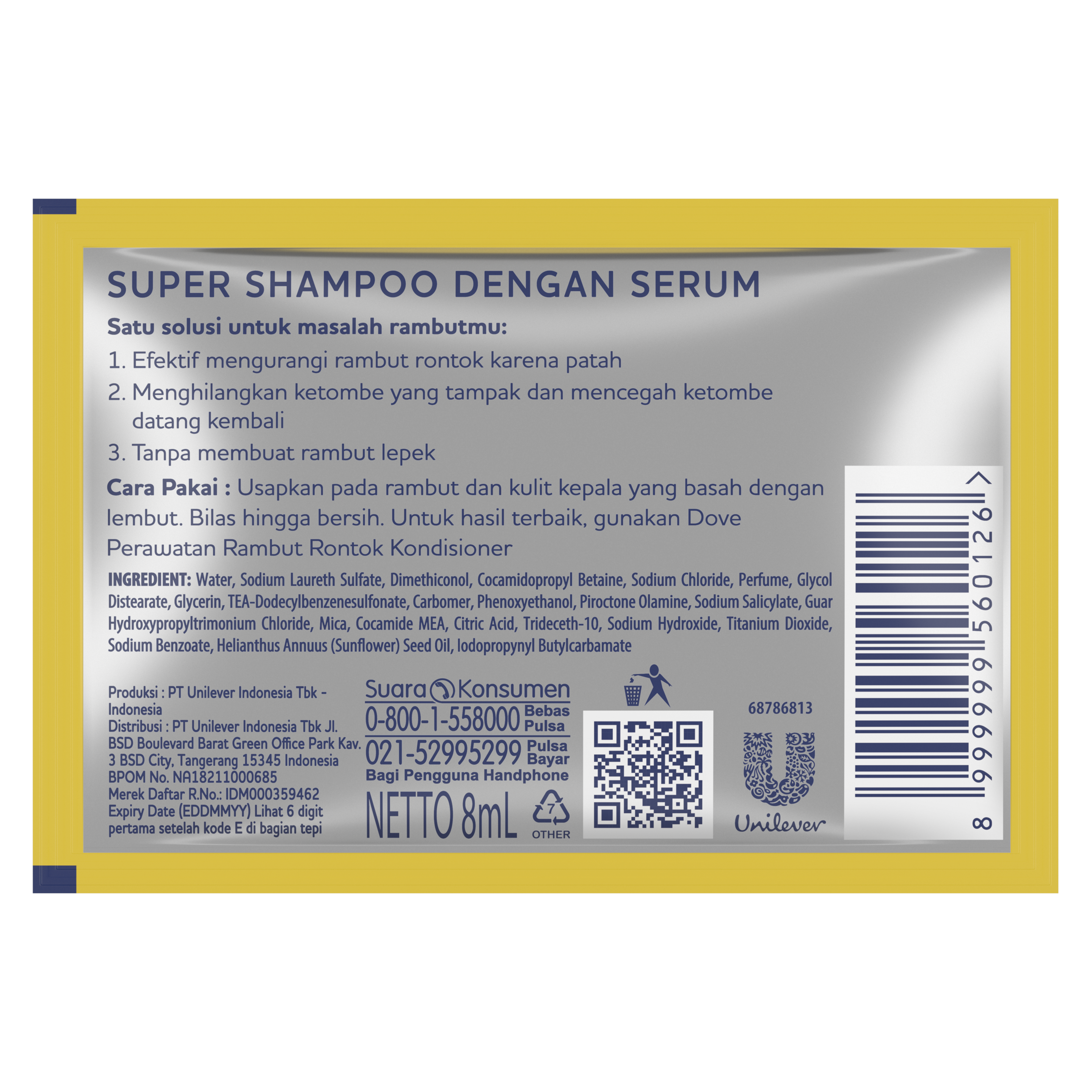 3 in 1 Super Shampoo dengan Serum Atasi Rambut Rontok, Anti Ketombe, Anti Lepek