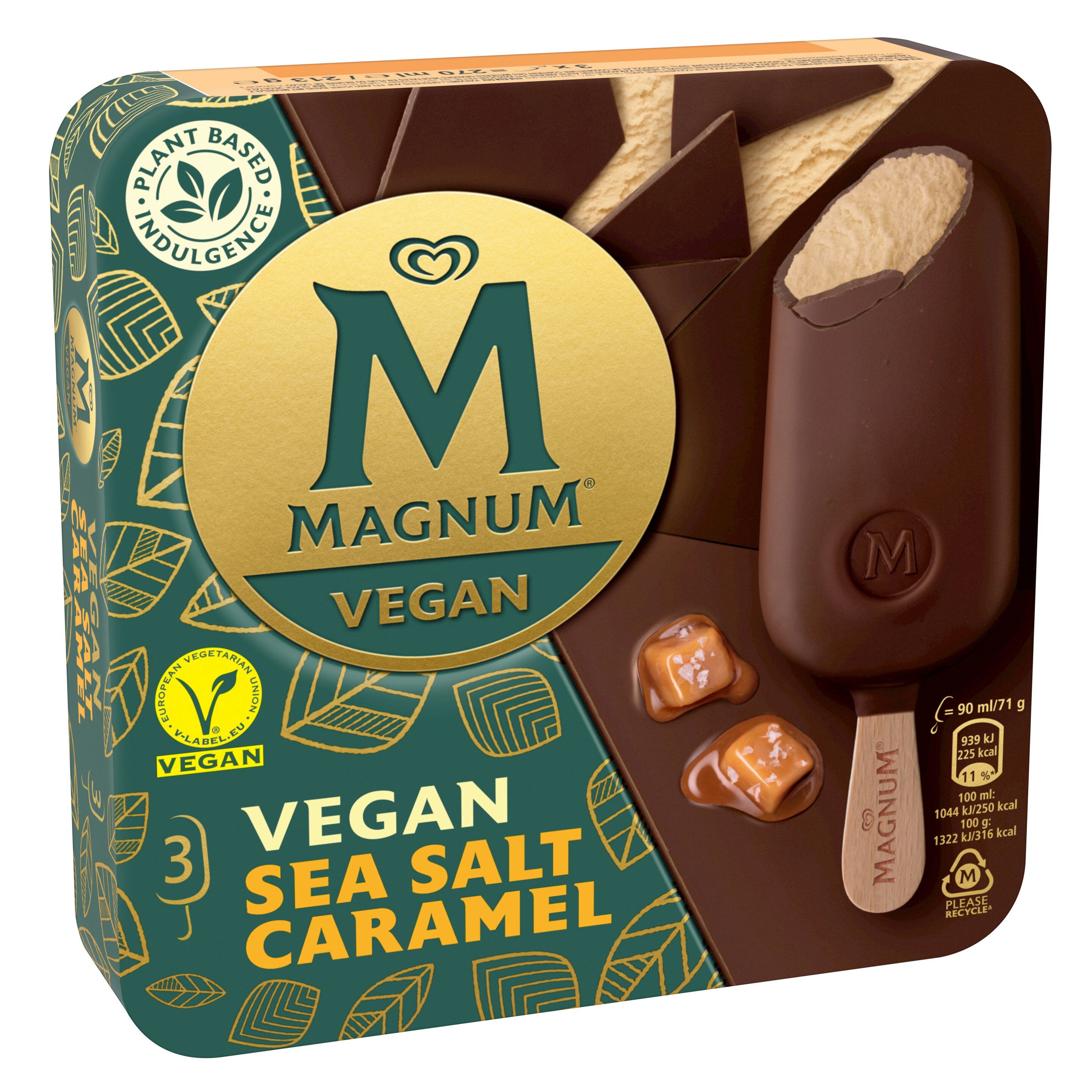 Magnum Vegan Sea Salt Caramel Ice Cream 3 x 90ml Left