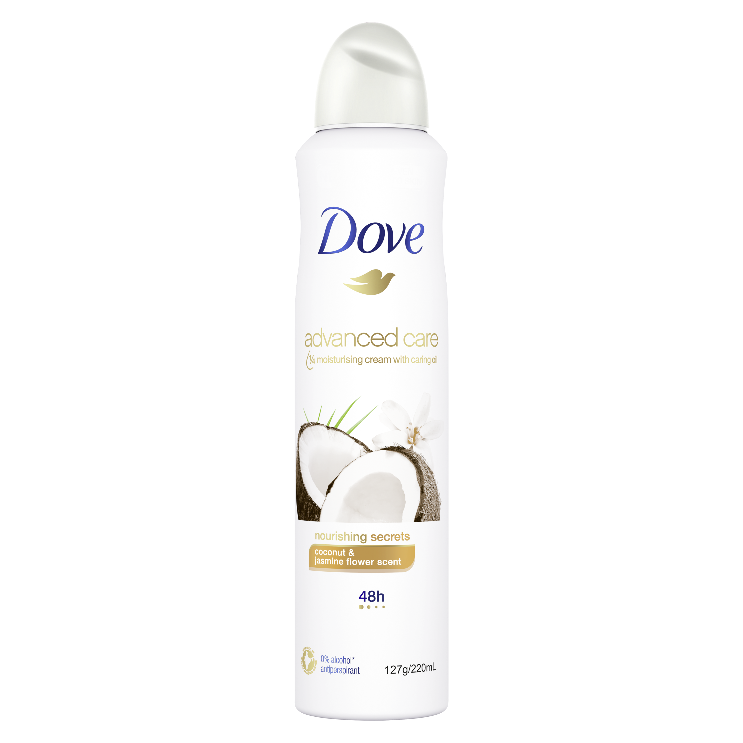 Dove Advanced Care Nourishing Secrets Coconut & Jasmine Antiperspirant Deodorant Aerosol Text