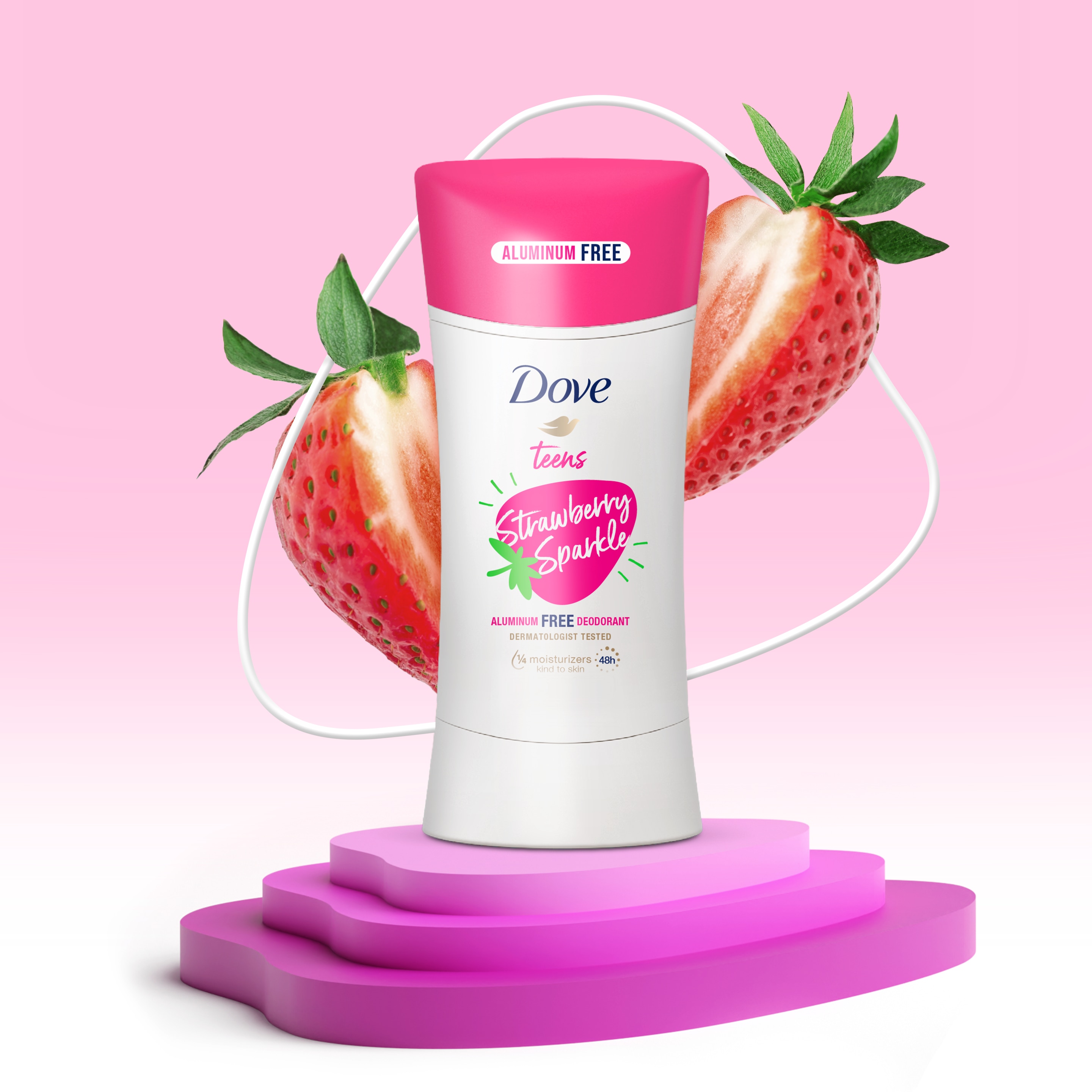 Dove Teens Aluminum-Free Deodorant Stick Strawberry Sparkle