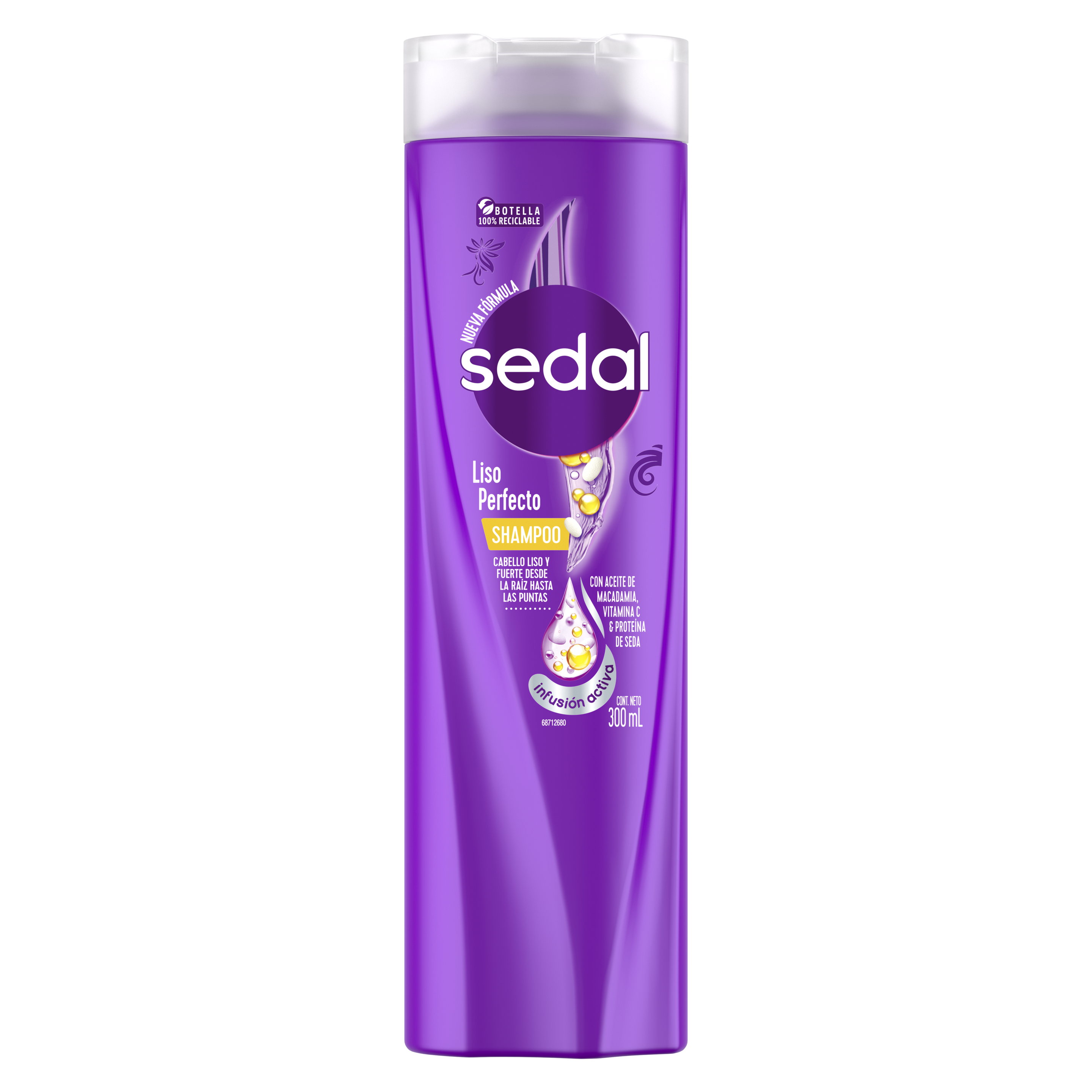 Imagen al frente del paquete Shampoo Sedal Liso perfecto  300 ml