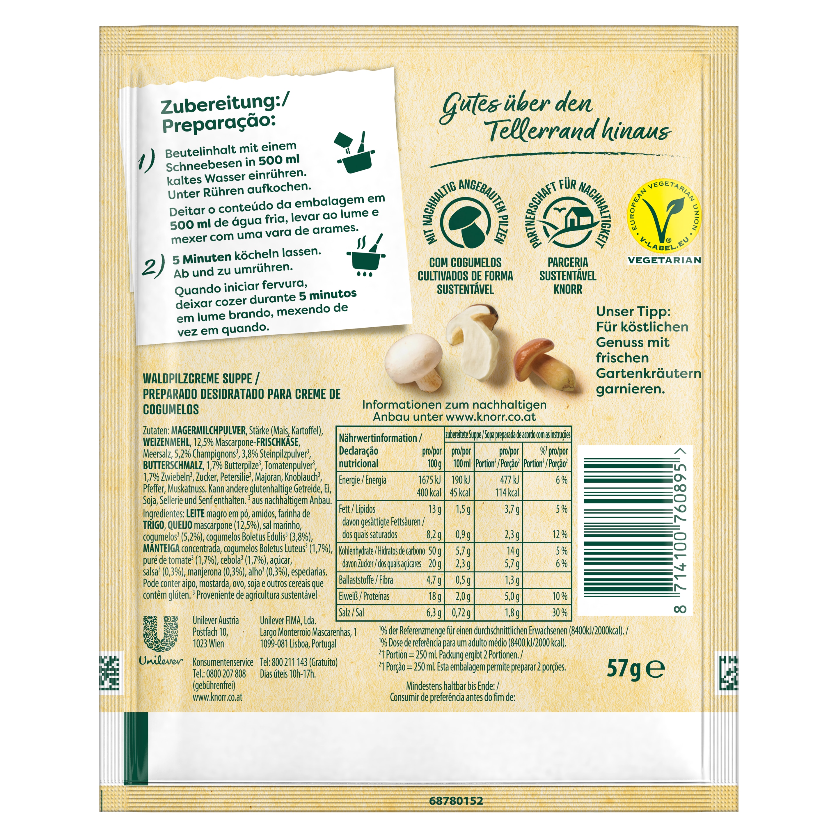 Knorr Echt Natürlich Waldpilz Suppe 2 Teller