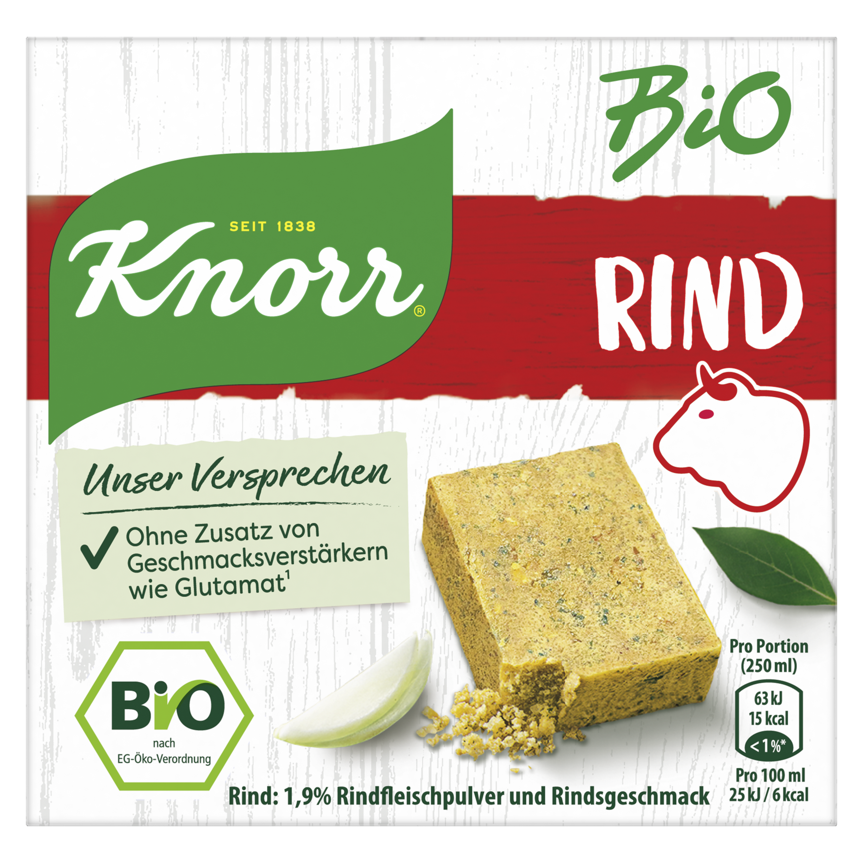 Knorr BIO Bouillon Rind 15 x 60g Würfel