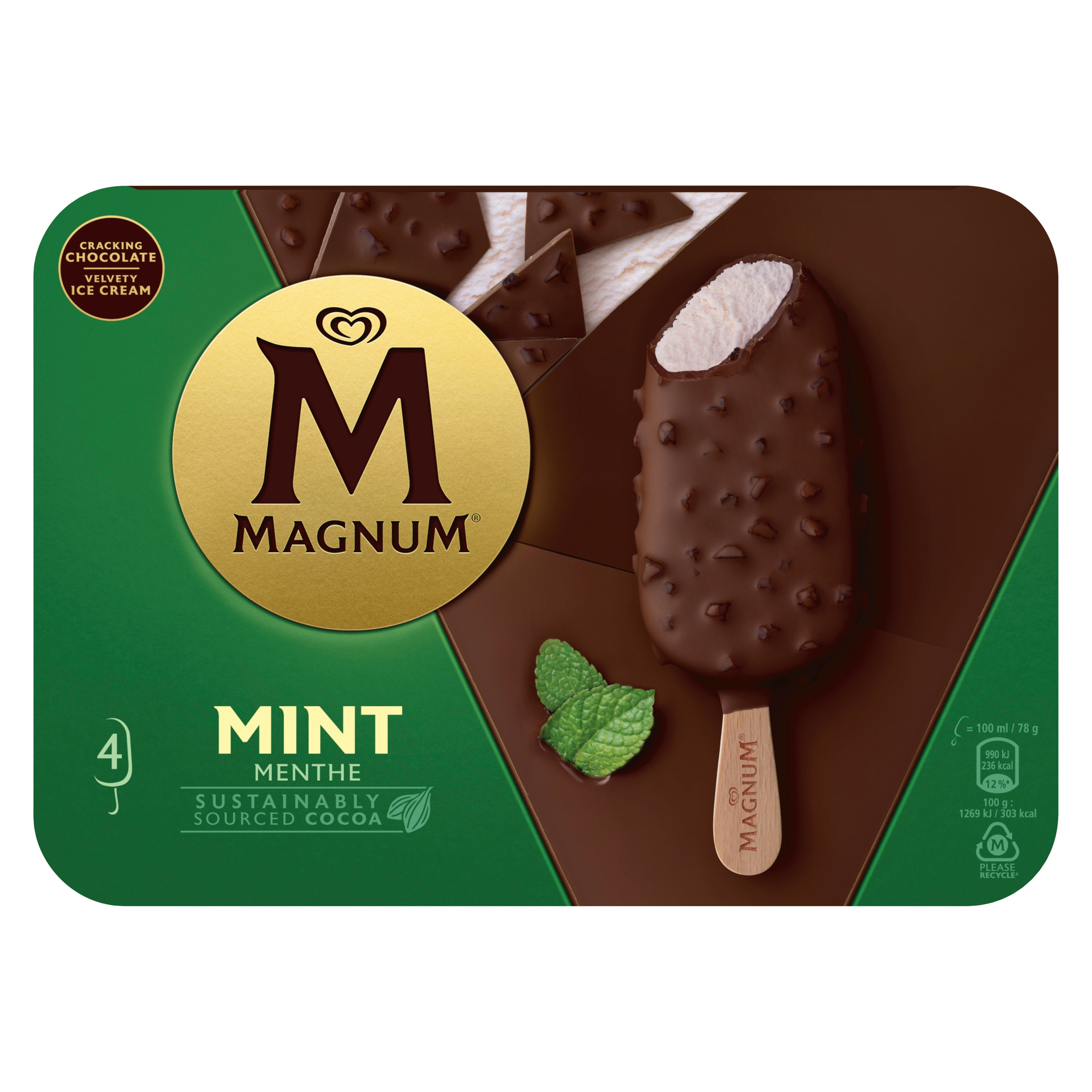 Magnum Mint Ice Cream 4 x 100ml Front