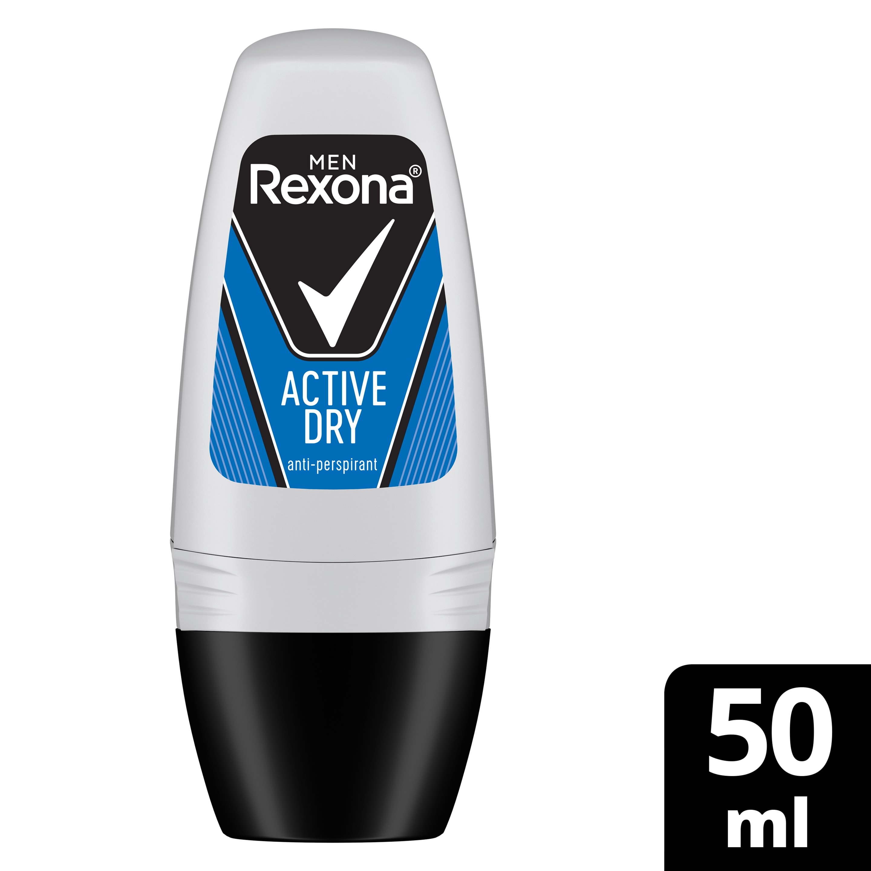 REXONA MEN for Men Antiperspirant Deodorant Roll-On, 48 Hour Sweat and Odor Protection, Active Dry, Keeps You Feeling Fresh and Dry, 50ml